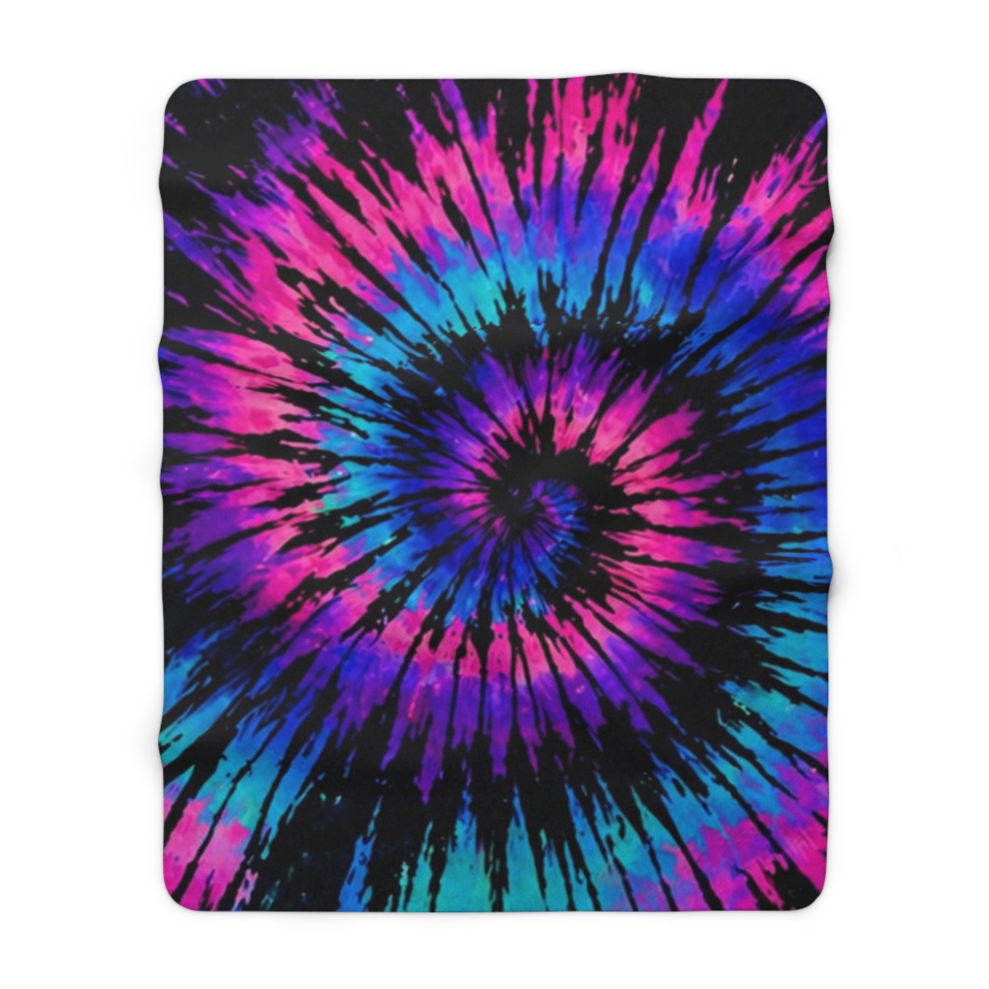 Tie-Dye Sherpa Blanket — Vibrant Pink & Blue Spiral Plush Throw