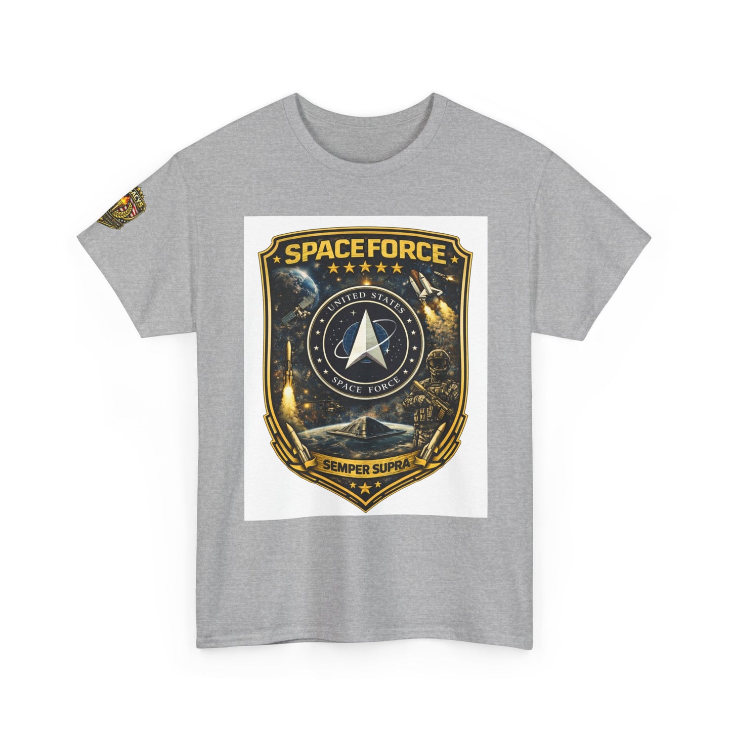 Space Force Shield T-Shirt â€” 'Spaceforce' Emblem w/ Legacy 5 Brand Crest