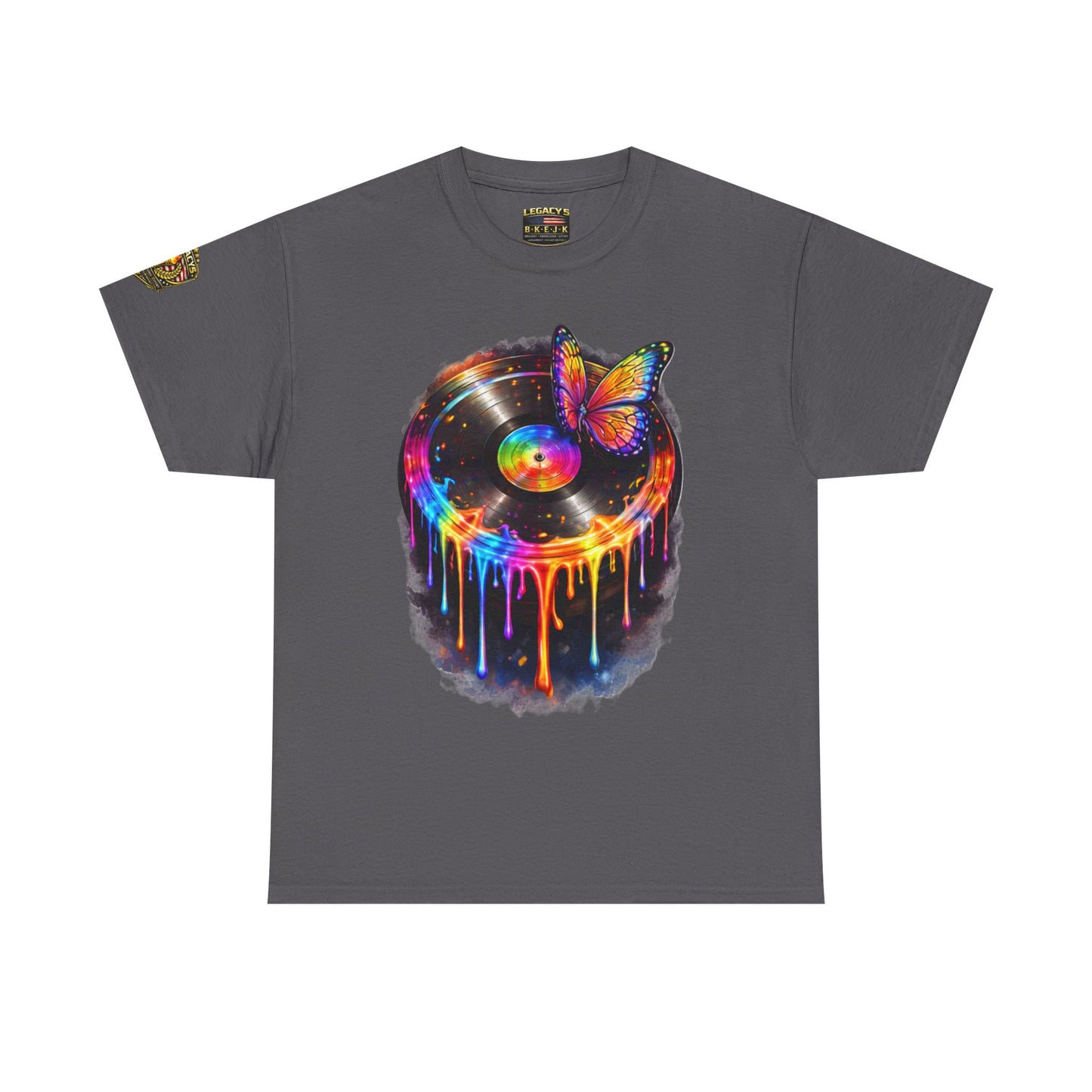 Colorful Dripping Retro Music Vinyl Record Butterfly T-Shirt