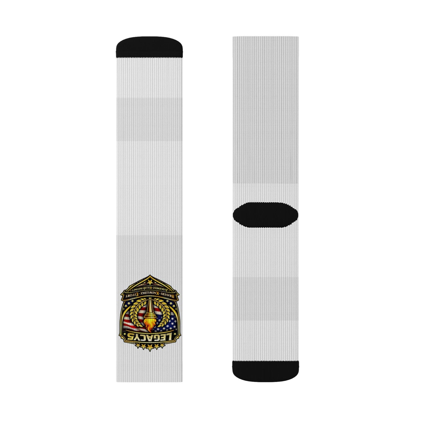 Embroidered Crest Sublimation Socks — Vintage Heraldic Badge Crew Socks