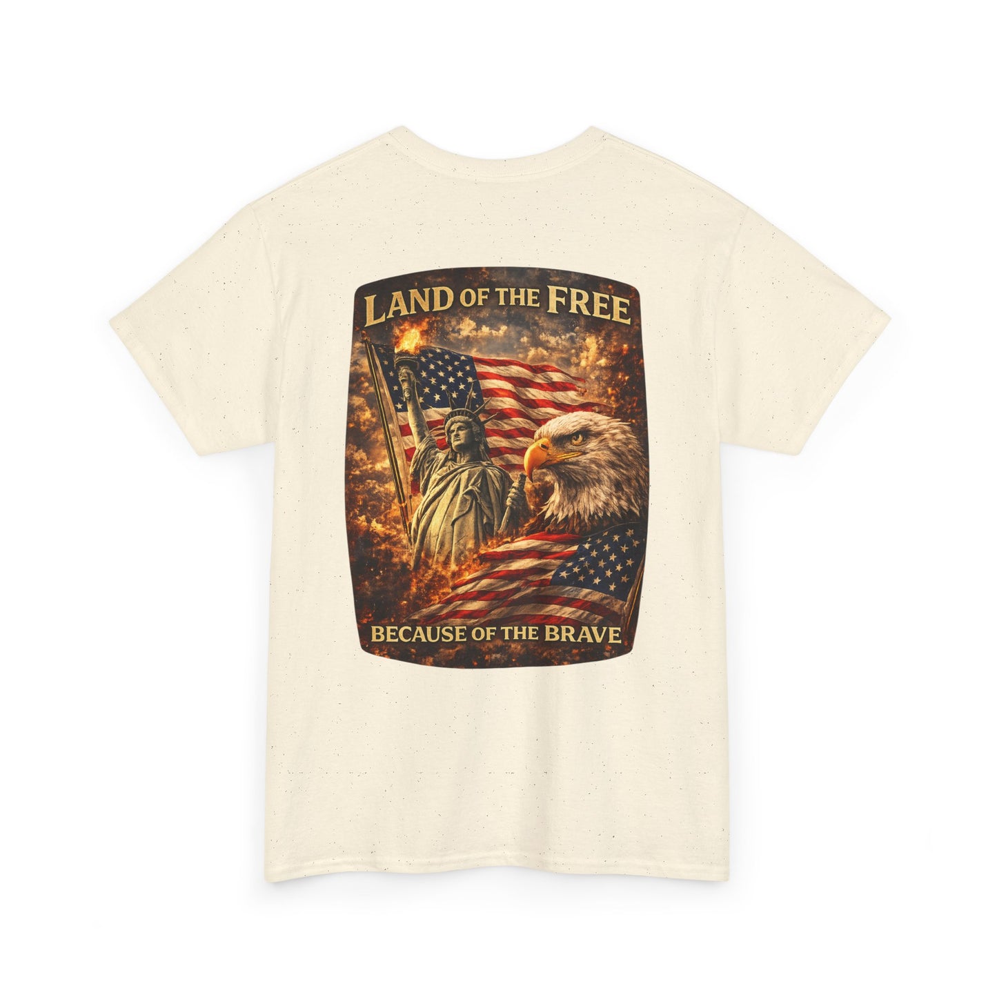 Patriotic 'Land of the Free' American Flag, Statue of Liberty & Eagle Graphic T-shirt