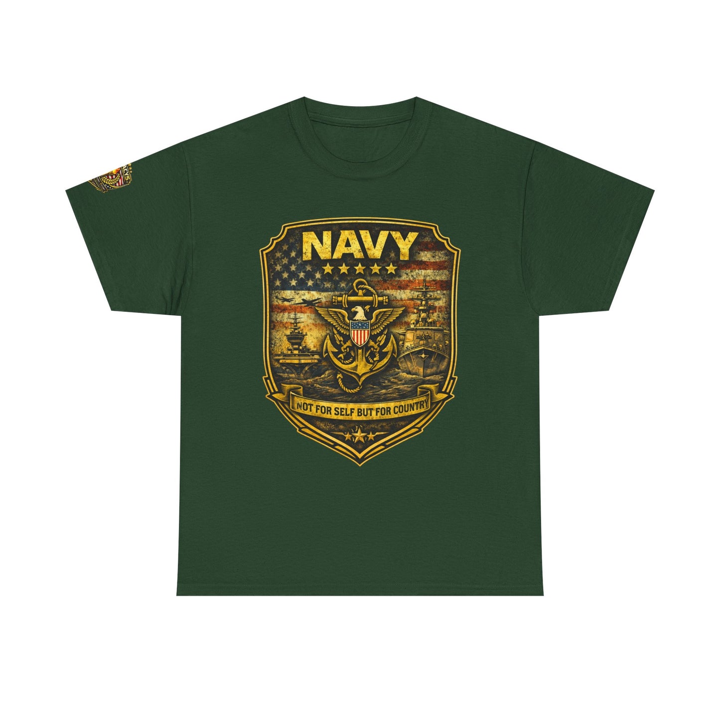 Navy Shield Graphic Tee â€” 'Not For Self But For Country' Patriotic Military w/ Legacy 5 Brand Crest