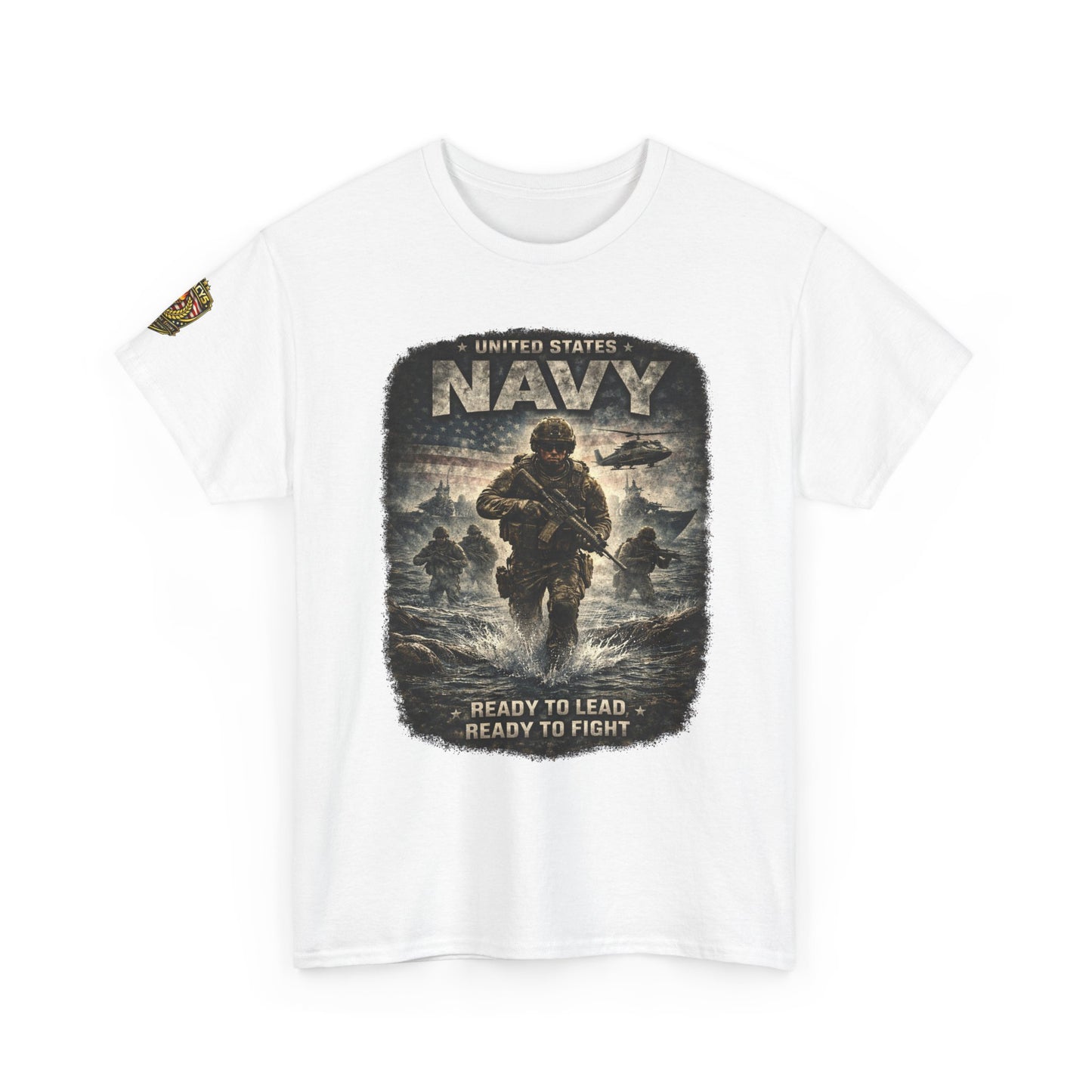 Navy  T-Shirt - "Ready to Learn, Ready to Fight" Military w/ Legacy 5 Brand Crest