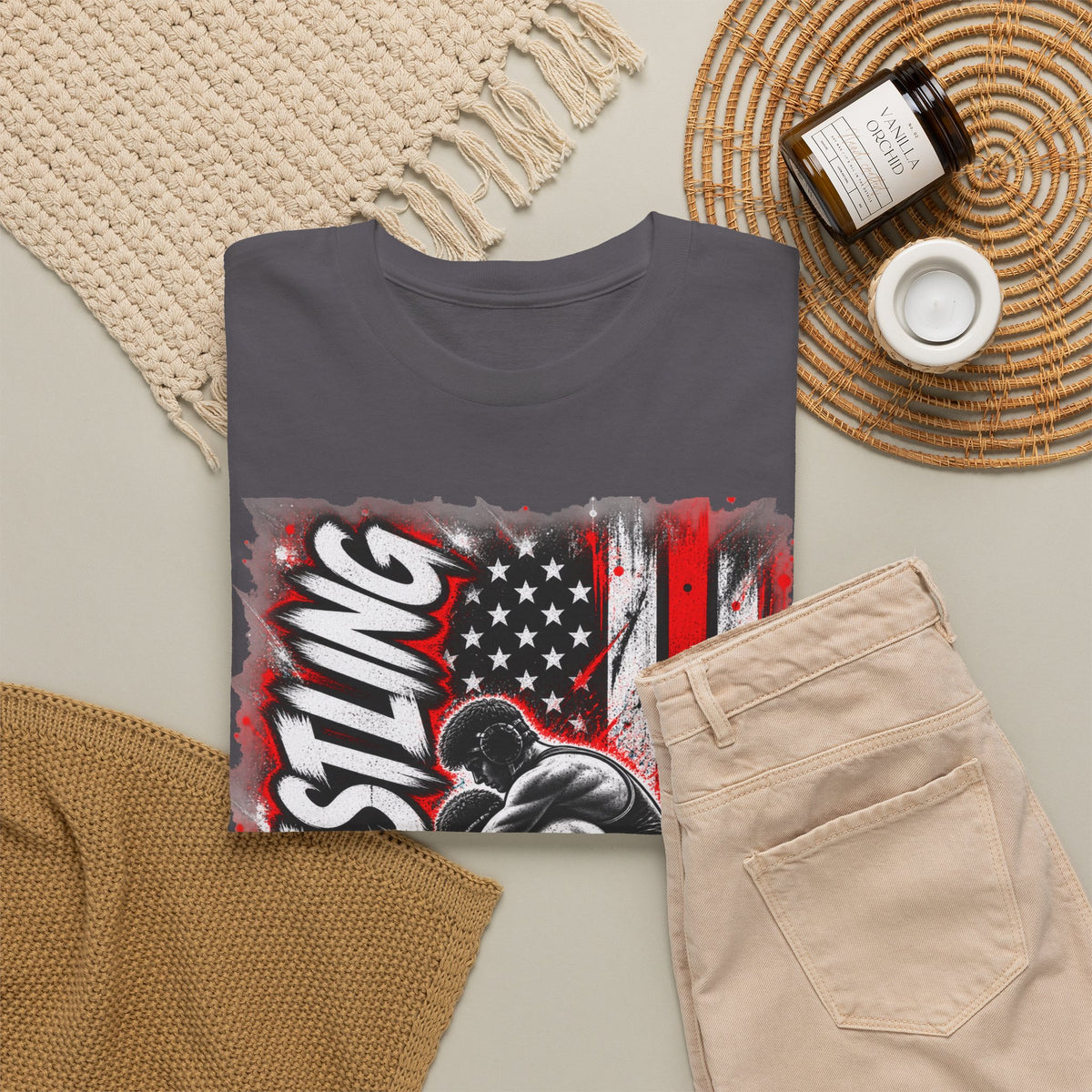 Wrestling USA Flag Tee — "Discipline Builds Champions"