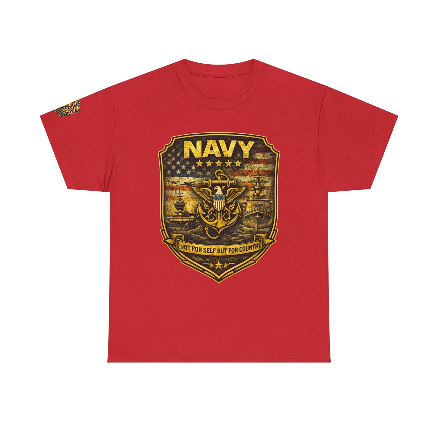 Navy Shield Graphic Tee â€” 'Not For Self But For Country' Patriotic Military w/ Legacy 5 Brand Crest