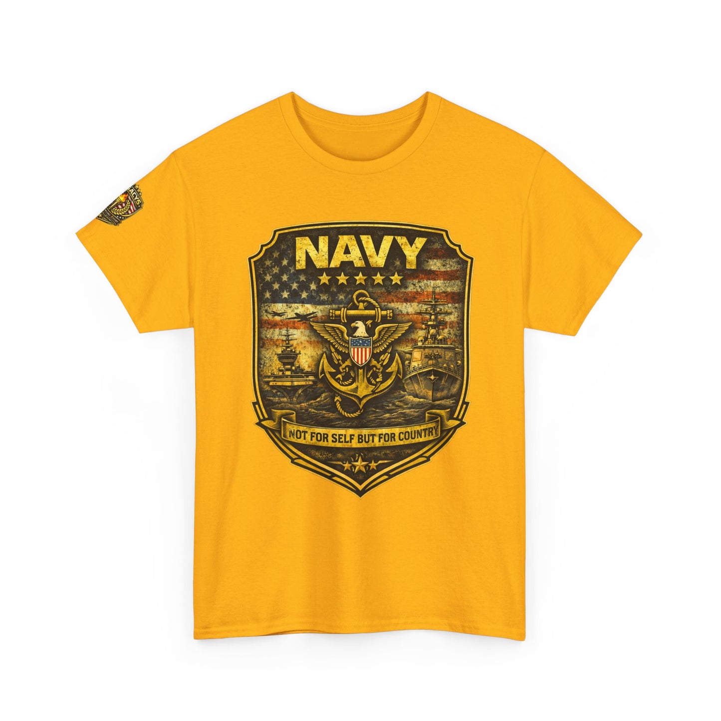 Navy Shield Graphic Tee â€” 'Not For Self But For Country' Patriotic Military w/ Legacy 5 Brand Crest