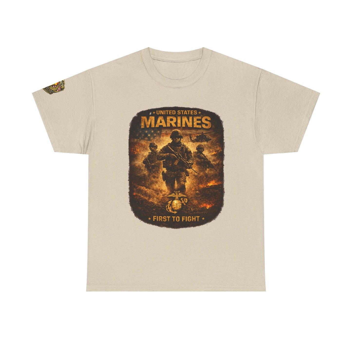 Marines "First to Fight" Graphic Tee â€” U.S. Marines Military Tribute w/ Legacy 5 Brand Crest
