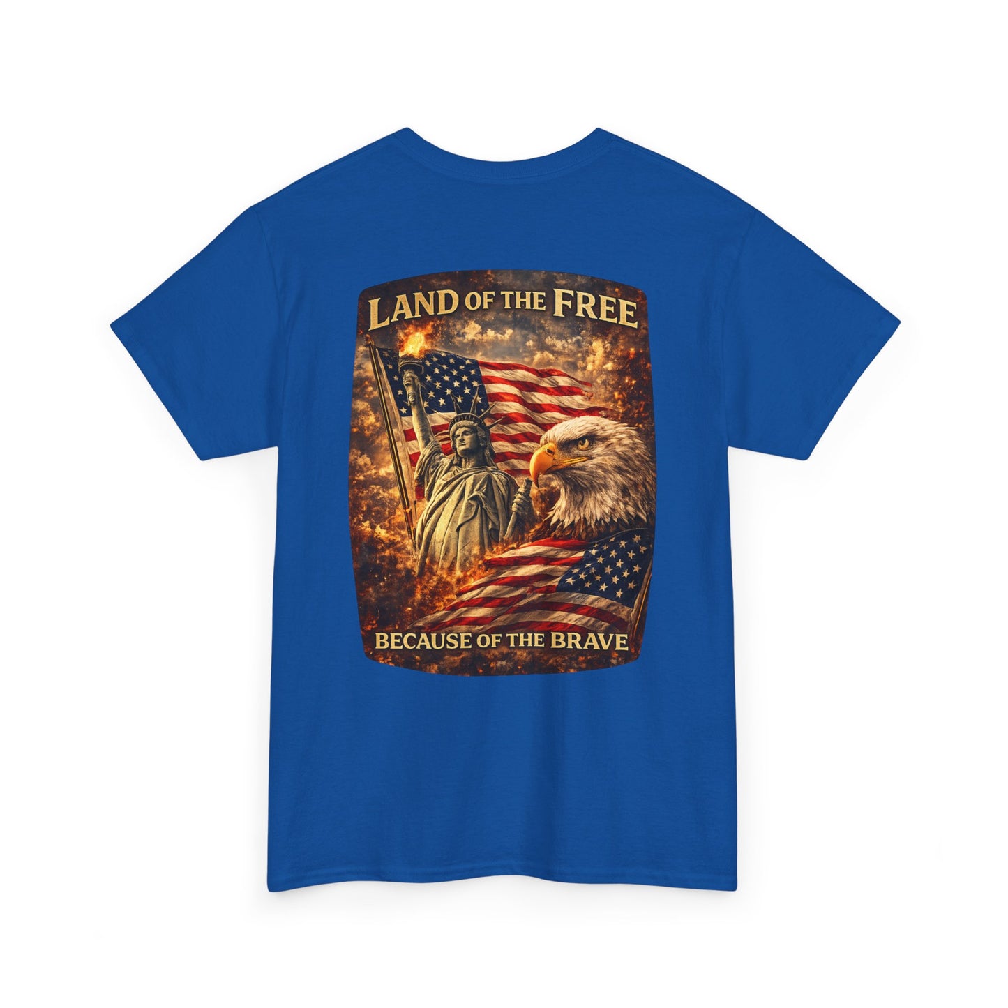 Patriotic 'Land of the Free' American Flag, Statue of Liberty & Eagle Graphic T-shirt