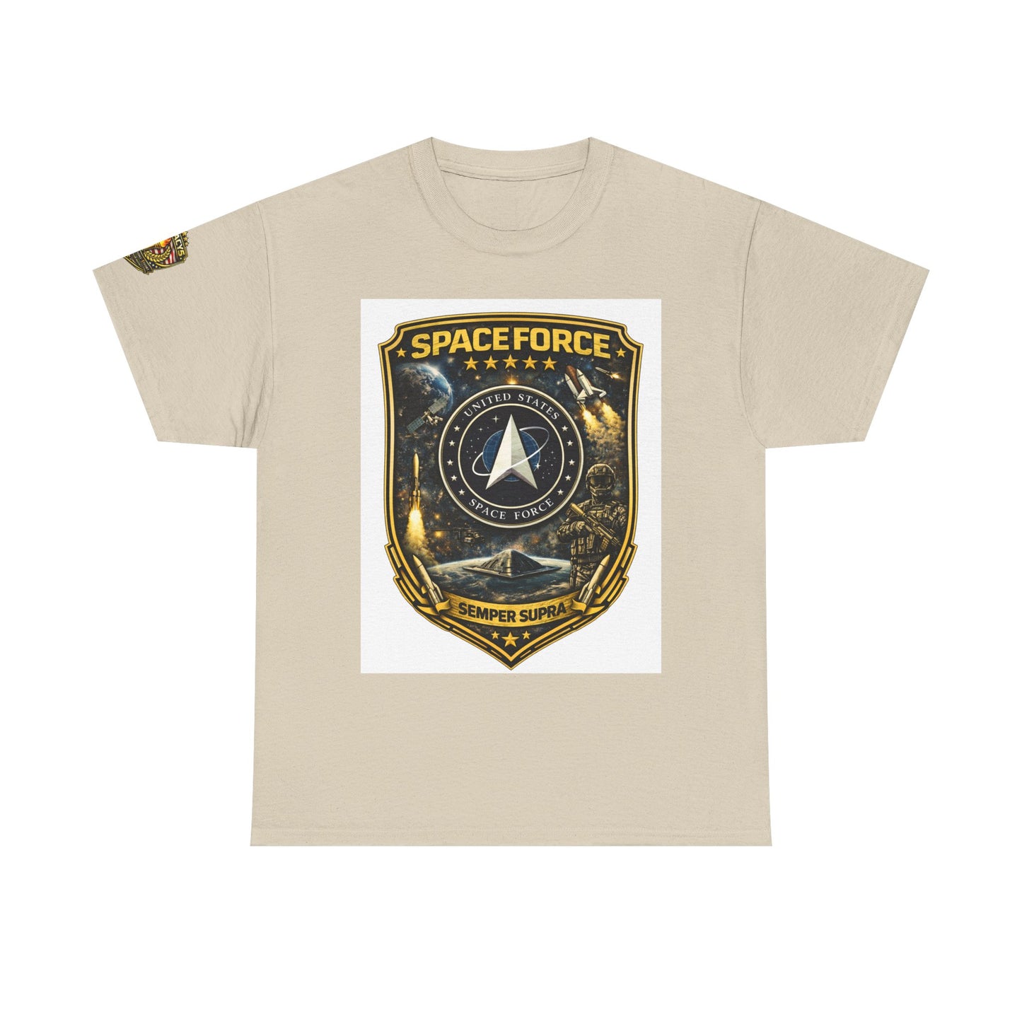 Space Force Shield T-Shirt â€” 'Spaceforce' Emblem w/ Legacy 5 Brand Crest