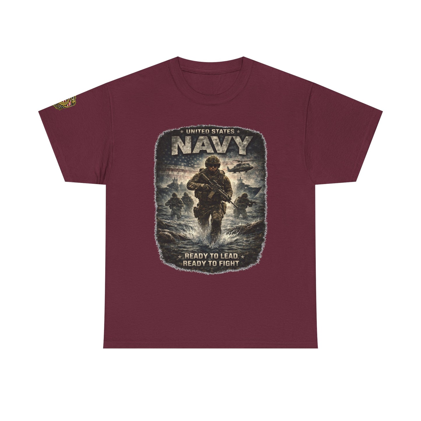 Navy  T-Shirt - "Ready to Learn, Ready to Fight" Military w/ Legacy 5 Brand Crest