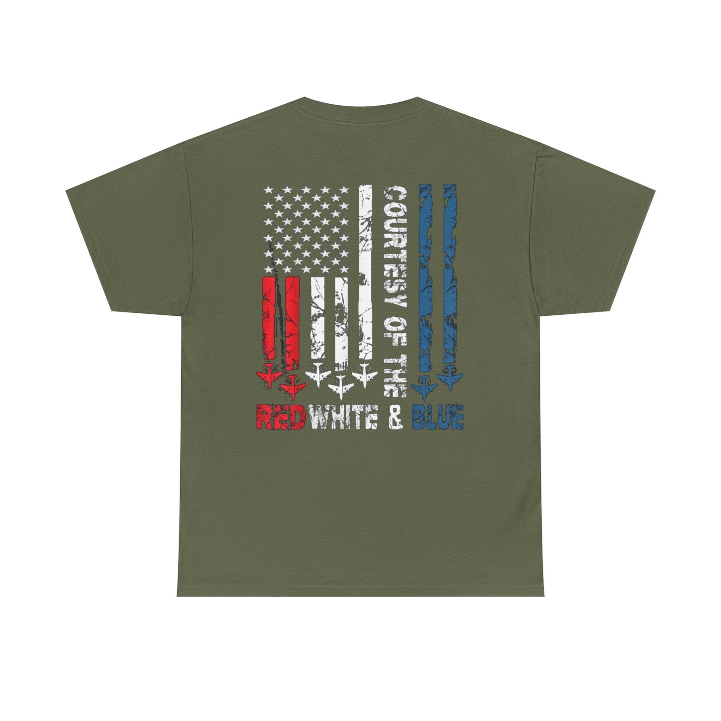 Courtesy of the Red White & Blue Military Flag T-shirt