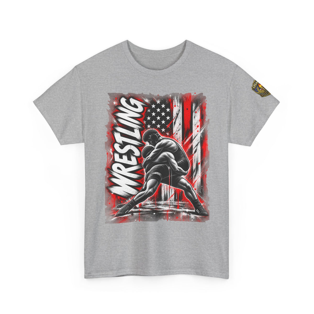 Wrestling USA Flag Tee — "Discipline Builds Champions"