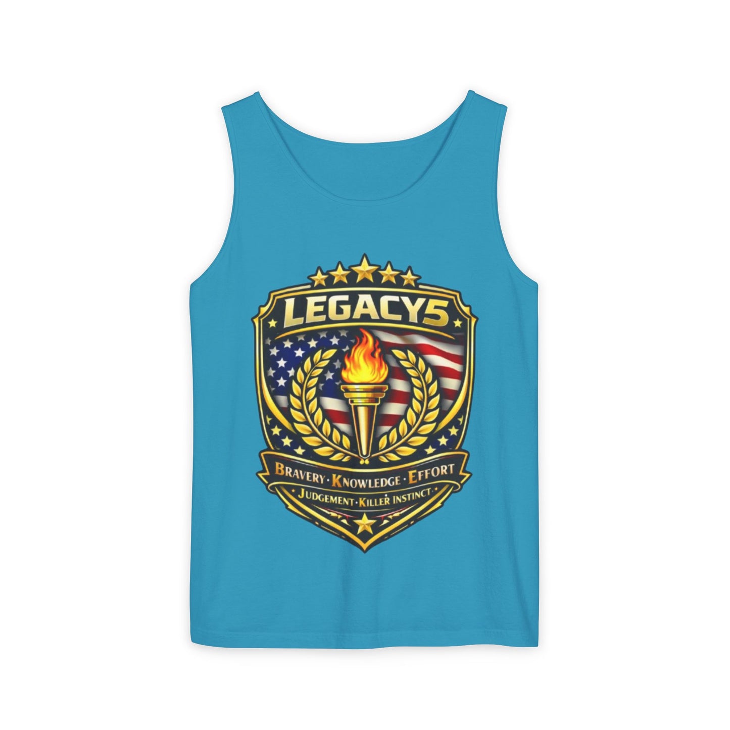 Legacy Shield Tank Top â€” American Flag Torch Emblem