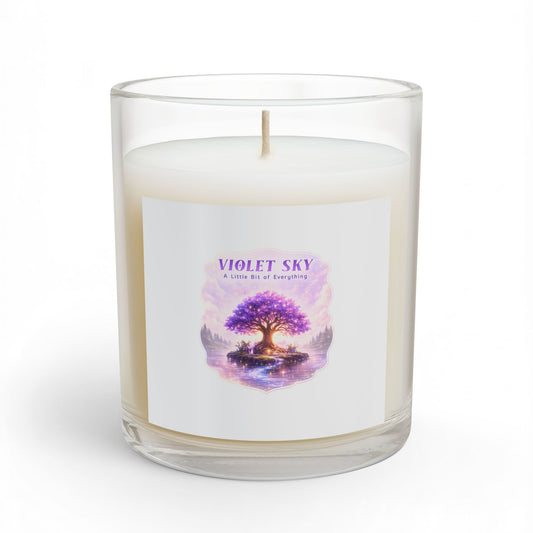 Violet Sky 11oz Glass Candle â€“ Calm Tree Lake Aromatherapy