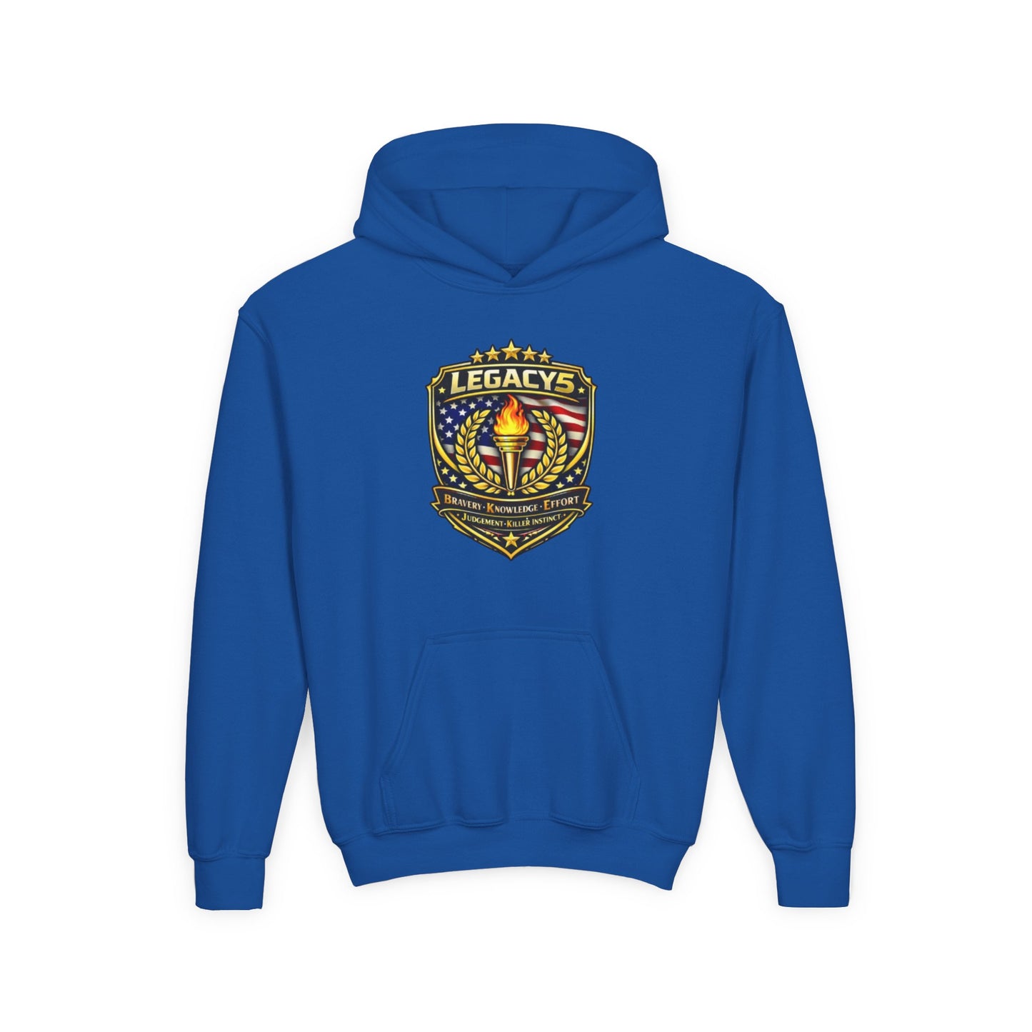 Youth Hoodie â€” "Legacy's" American Flag Torch Emblem