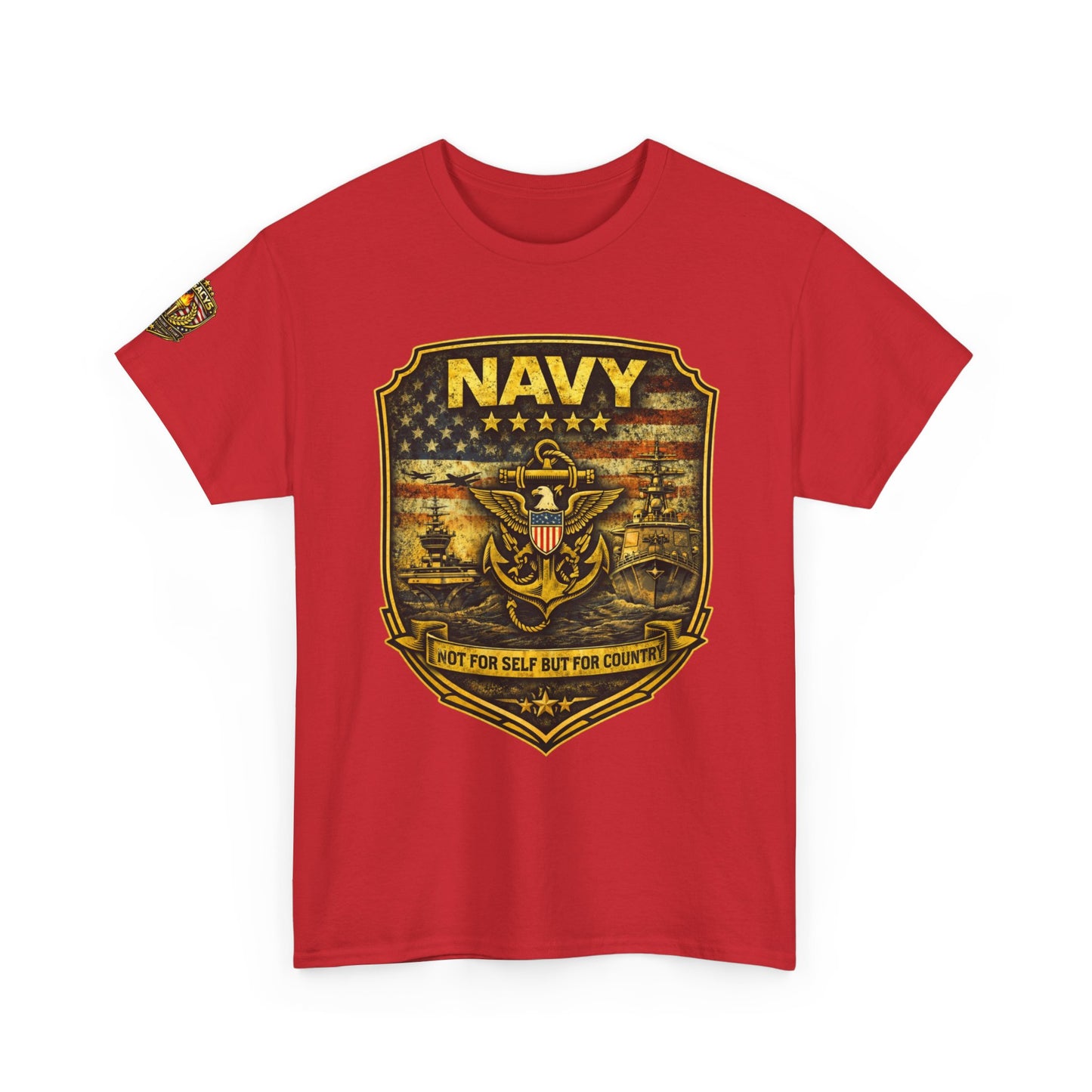 Navy Shield Graphic Tee â€” 'Not For Self But For Country' Patriotic Military w/ Legacy 5 Brand Crest