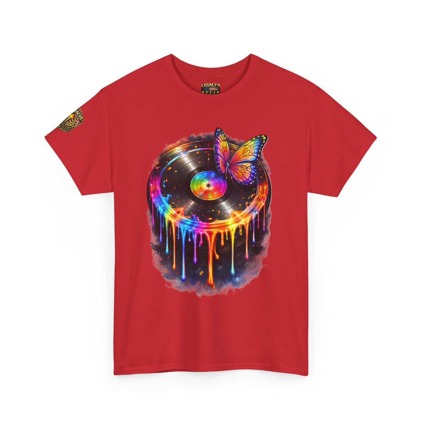 Colorful Dripping Retro Music Vinyl Record Butterfly T-Shirt