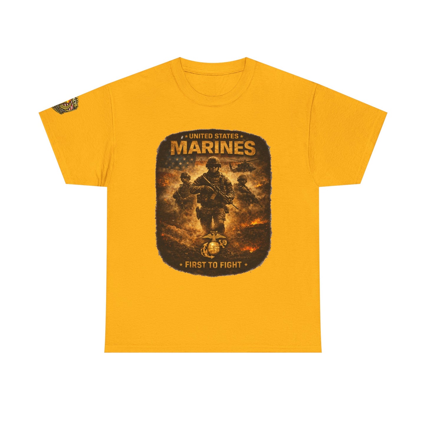 Marines "First to Fight" Graphic Tee â€” U.S. Marines Military Tribute w/ Legacy 5 Brand Crest