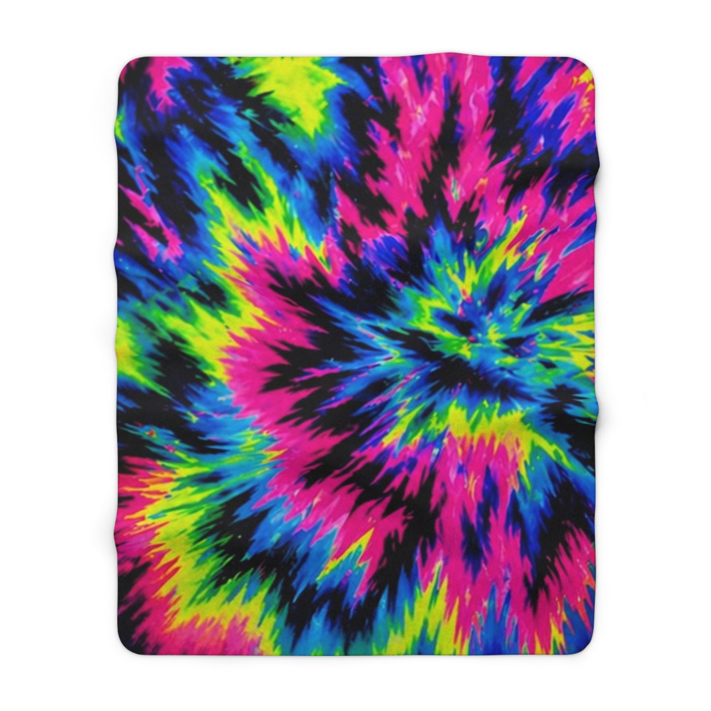 Tie-Dye Burst Sherpa Blanket — Plush Fleece Throw, Bright Neon Spiral Cozy Throw for Dorms & Gifts