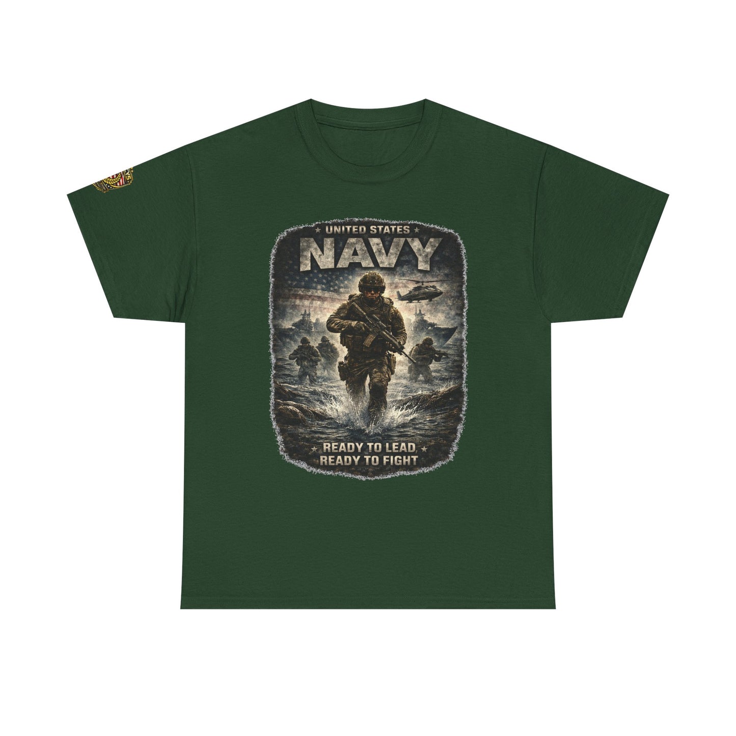 Navy  T-Shirt - "Ready to Learn, Ready to Fight" Military w/ Legacy 5 Brand Crest