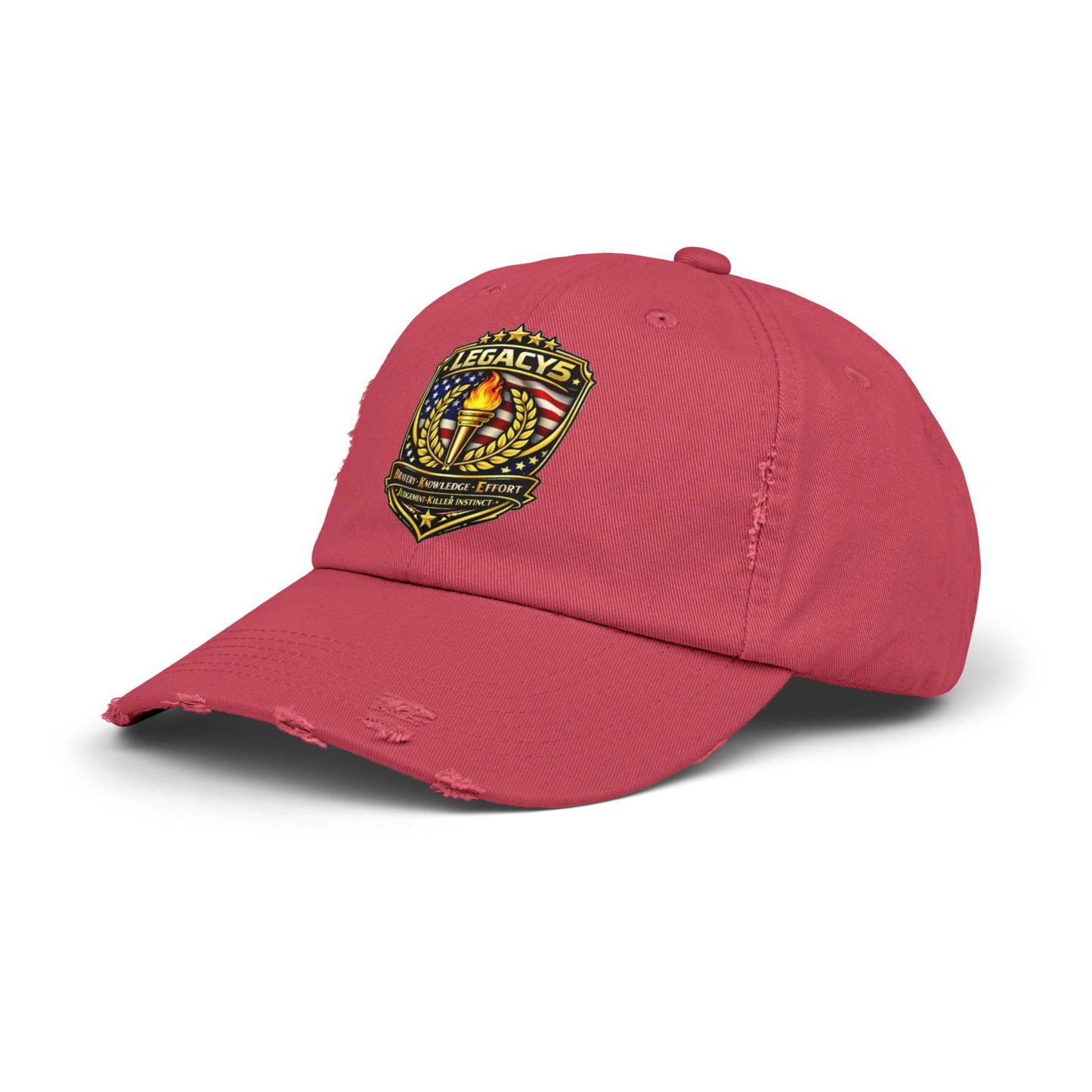 Legacy Shield Distressed Cap — Patriotic Torch Embroidered Hat