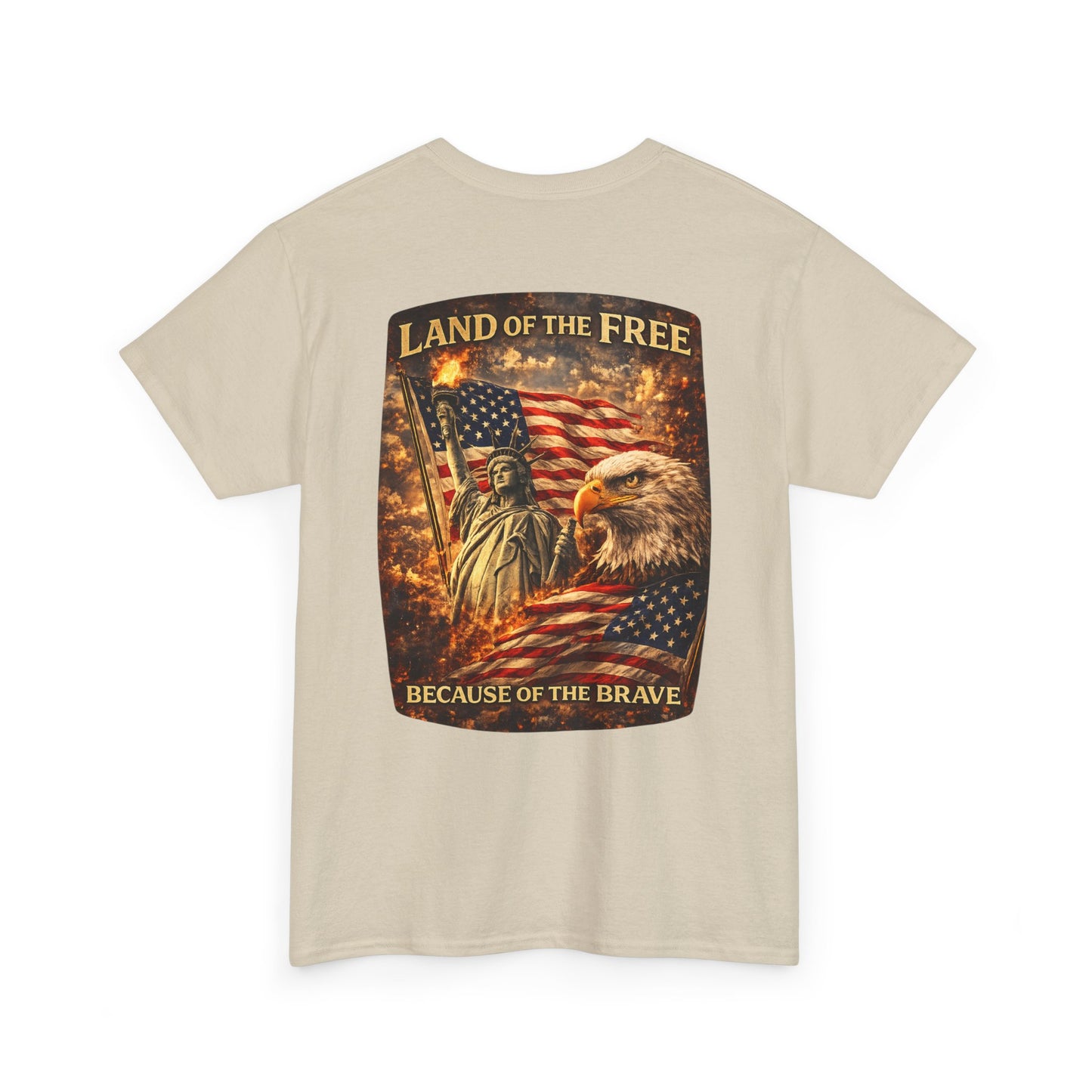 Patriotic 'Land of the Free' American Flag, Statue of Liberty & Eagle Graphic T-shirt