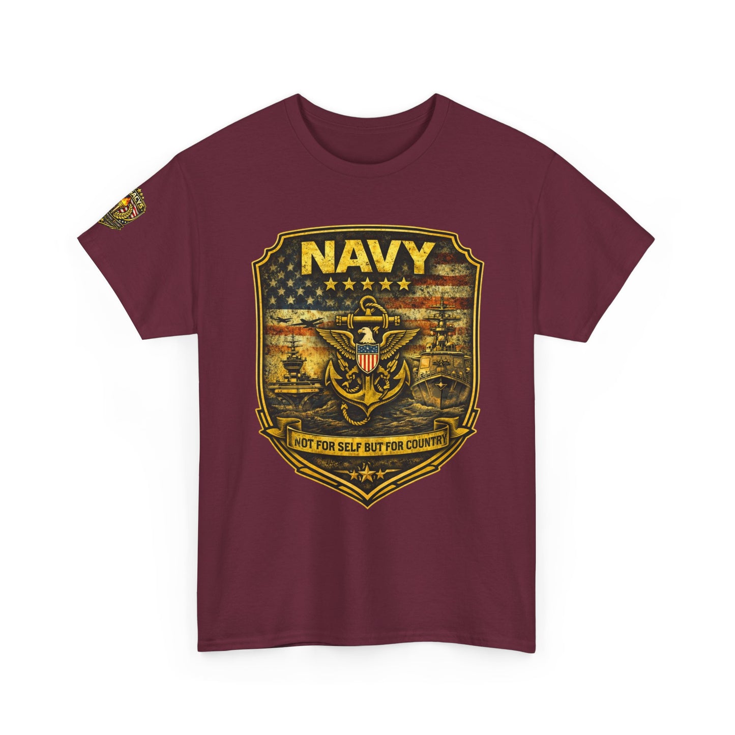 Navy Shield Graphic Tee â€” 'Not For Self But For Country' Patriotic Military w/ Legacy 5 Brand Crest