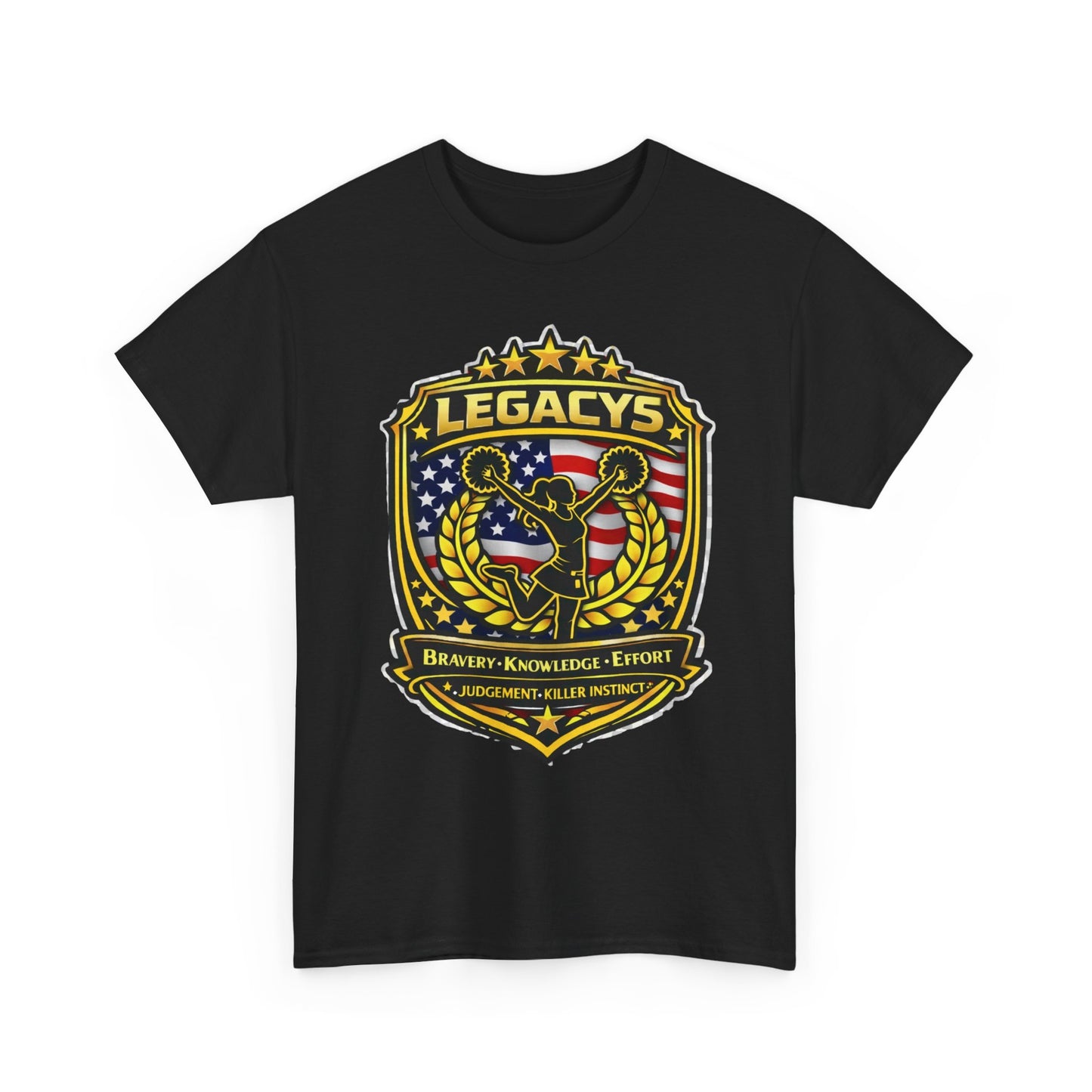 Cheerleading- Female Silhouette Legacy Shield T-Shirt