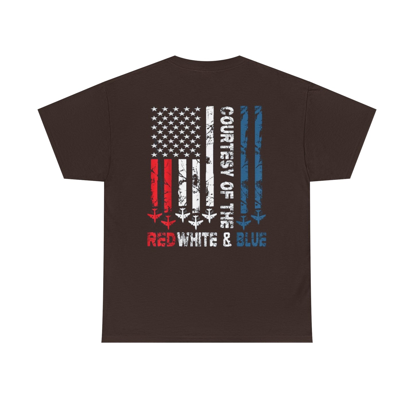 Courtesy of the Red White & Blue Military Flag T-shirt