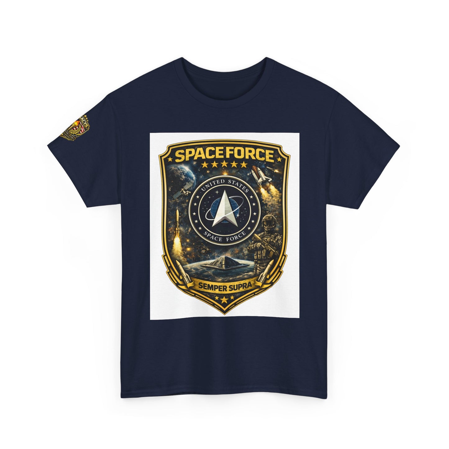 Space Force Shield T-Shirt â€” 'Spaceforce' Emblem w/ Legacy 5 Brand Crest