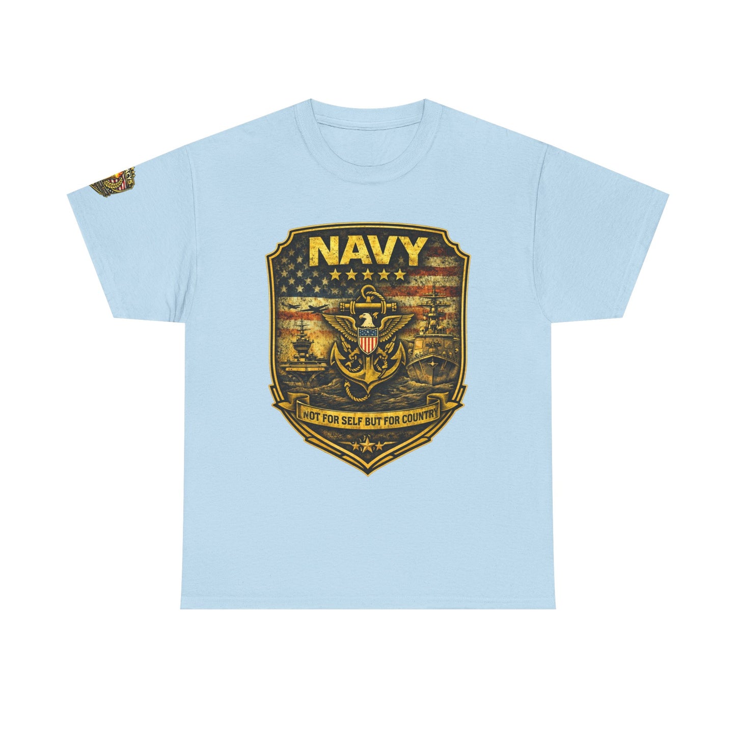 Navy Shield Graphic Tee â€” 'Not For Self But For Country' Patriotic Military w/ Legacy 5 Brand Crest