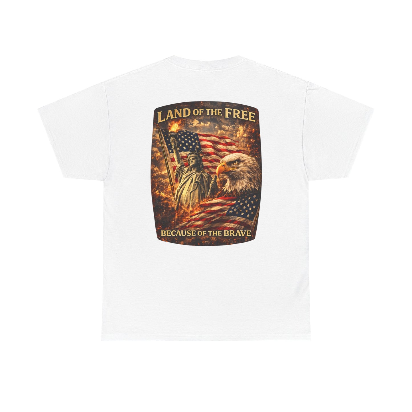 Patriotic 'Land of the Free' American Flag, Statue of Liberty & Eagle Graphic T-shirt
