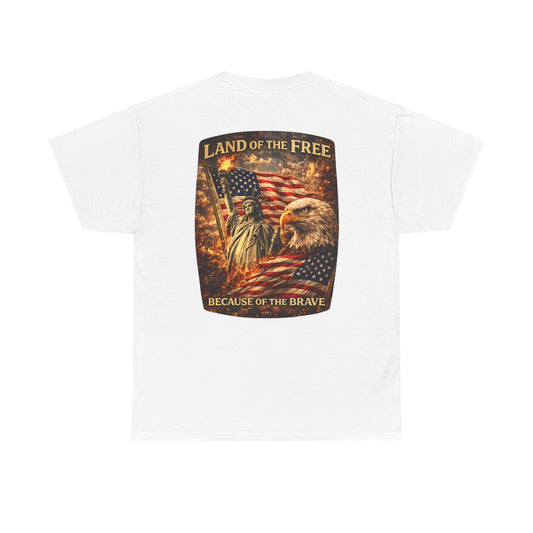 Patriotic 'Land of the Free' American Flag, Statue of Liberty & Eagle Graphic T-shirt