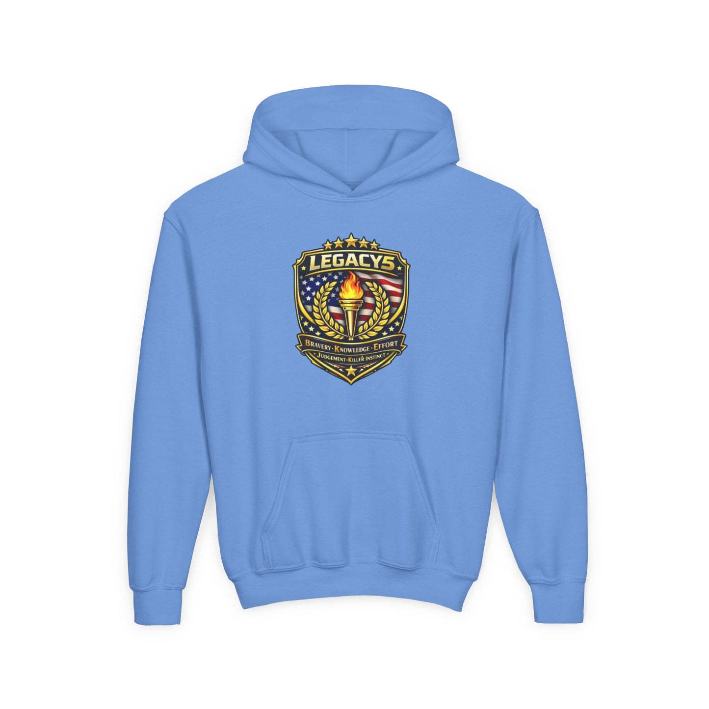 Youth Hoodie â€” "Legacy's" American Flag Torch Emblem