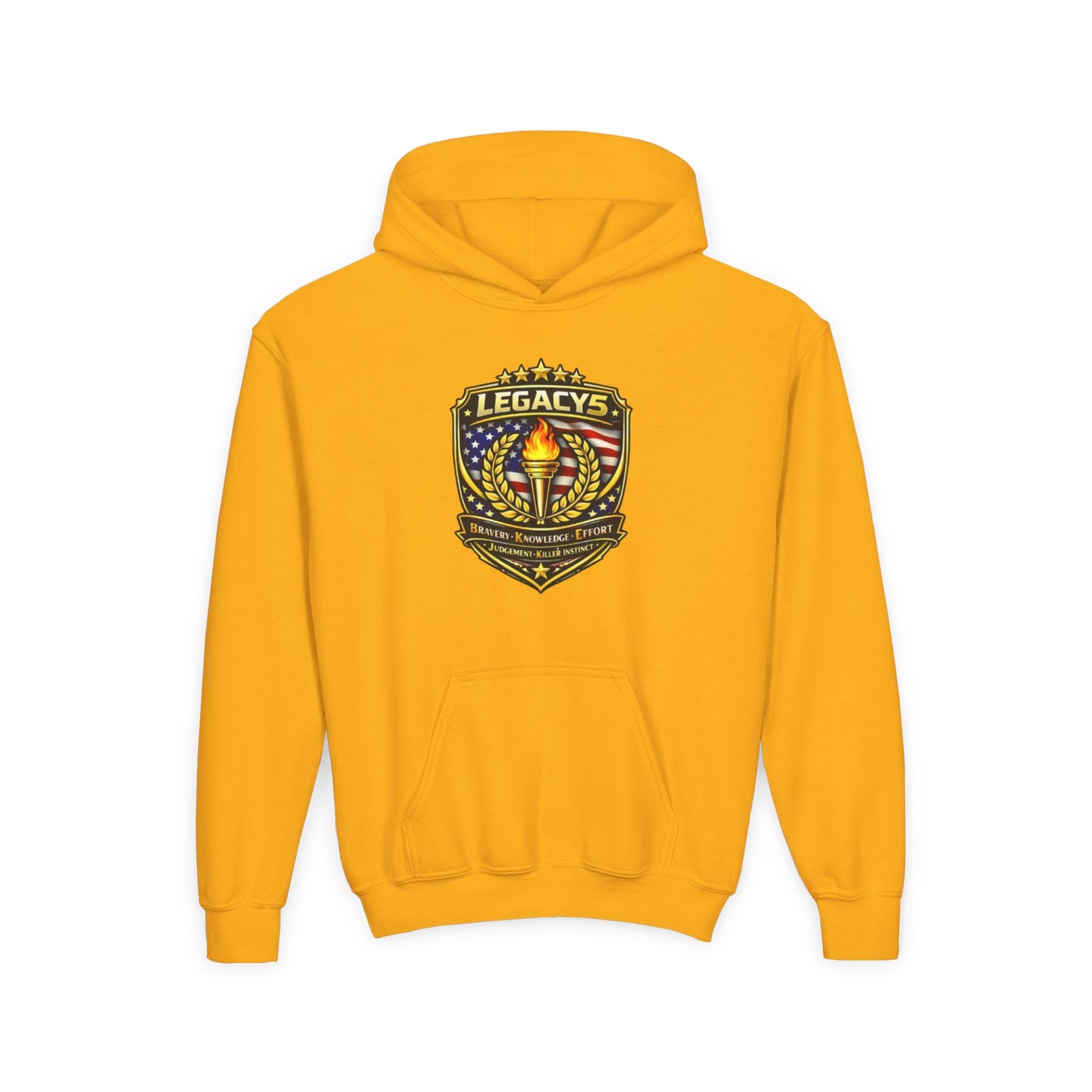 Youth Hoodie â€” "Legacy's" American Flag Torch Emblem
