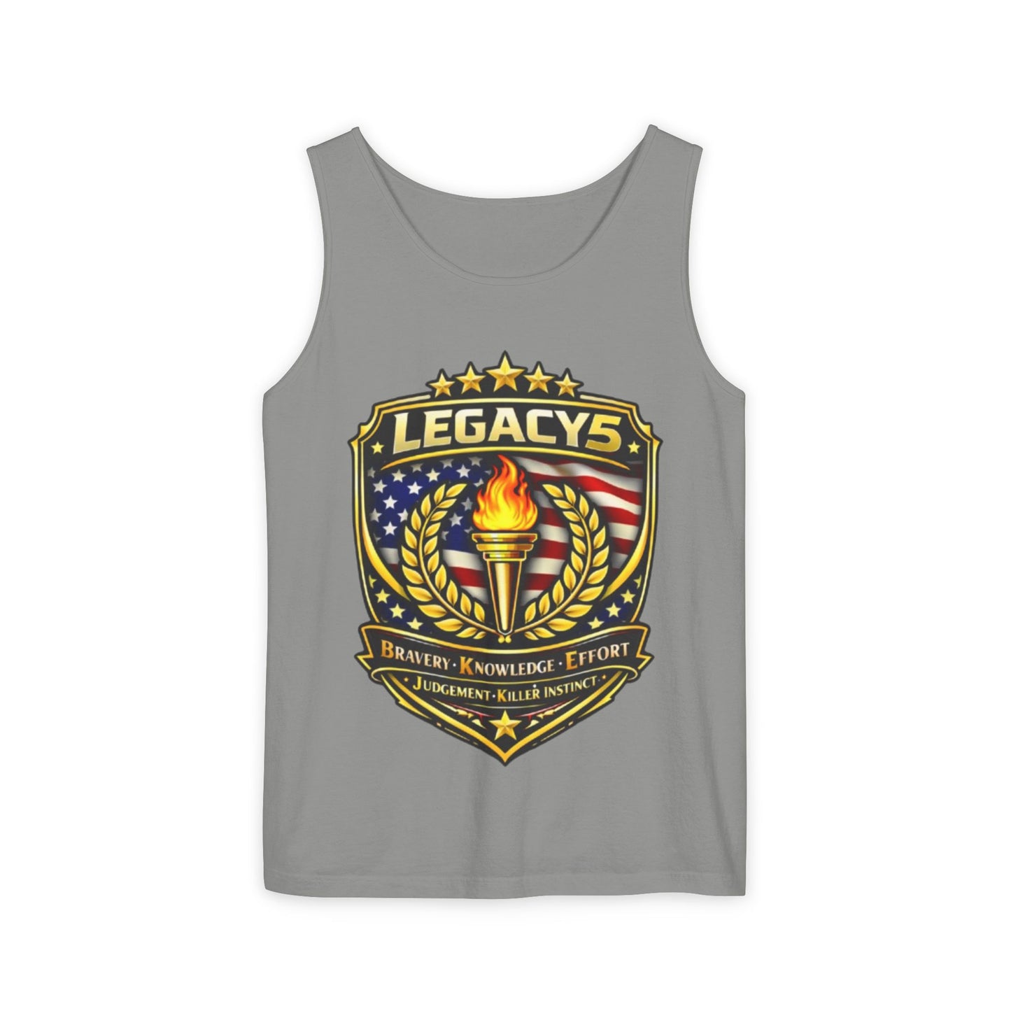 Legacy Shield Tank Top â€” American Flag Torch Emblem