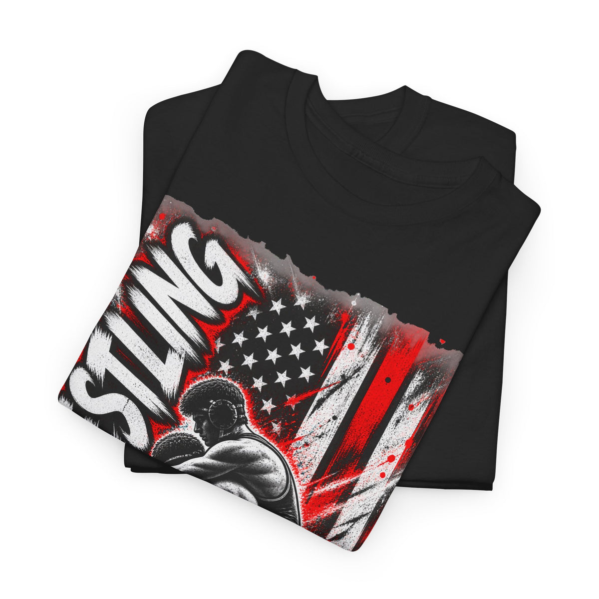 Wrestling USA Flag Tee — "Discipline Builds Champions"