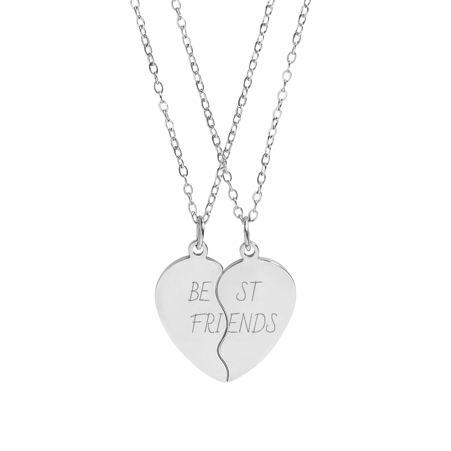 Engravable Break-Apart Heart Necklace Set â€“ Best Friends Split Pendant (Custom Engraving)