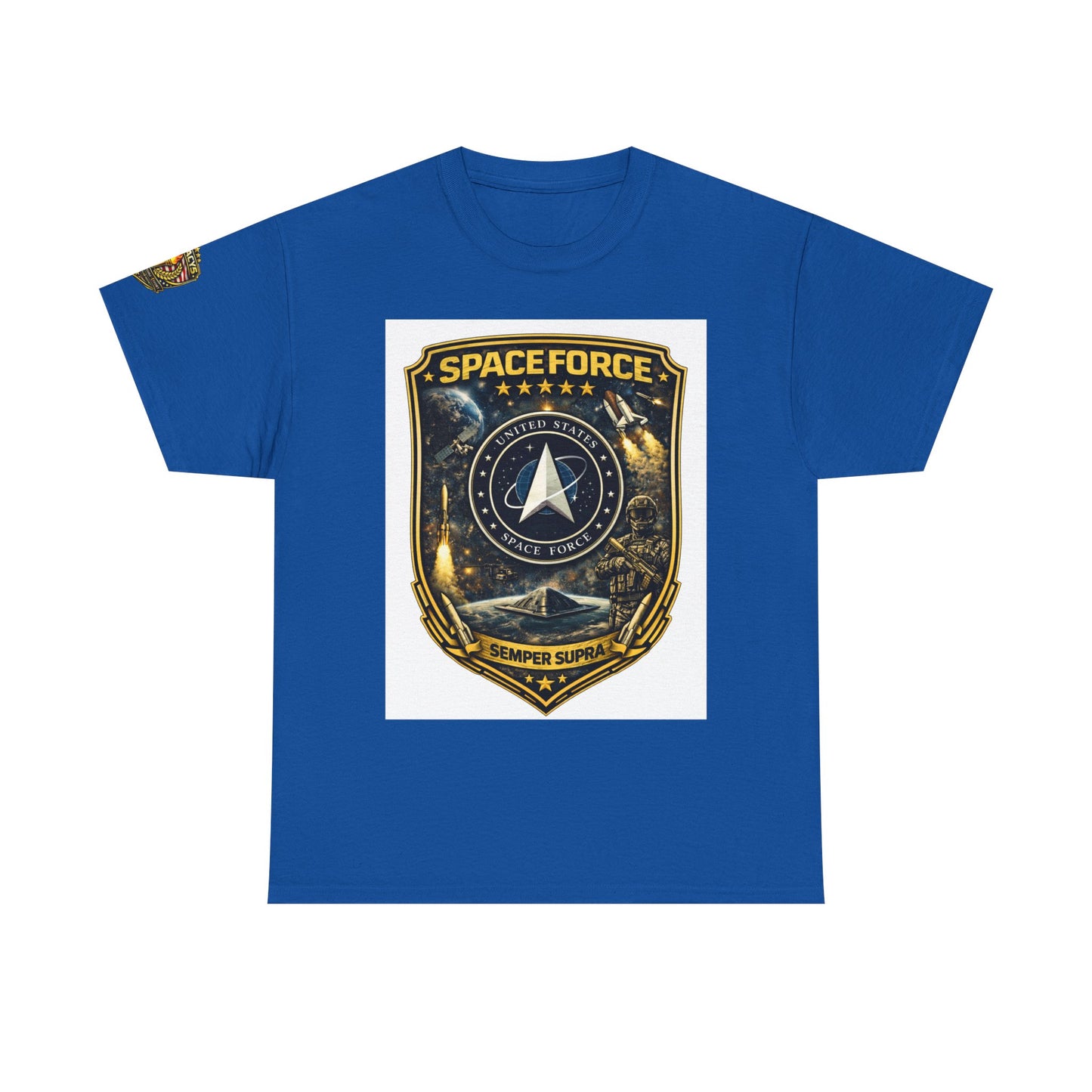 Space Force Shield T-Shirt â€” 'Spaceforce' Emblem w/ Legacy 5 Brand Crest