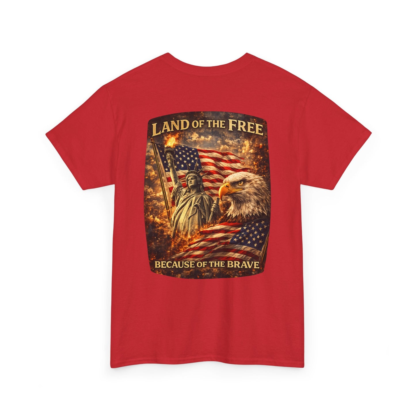 Patriotic 'Land of the Free' American Flag, Statue of Liberty & Eagle Graphic T-shirt
