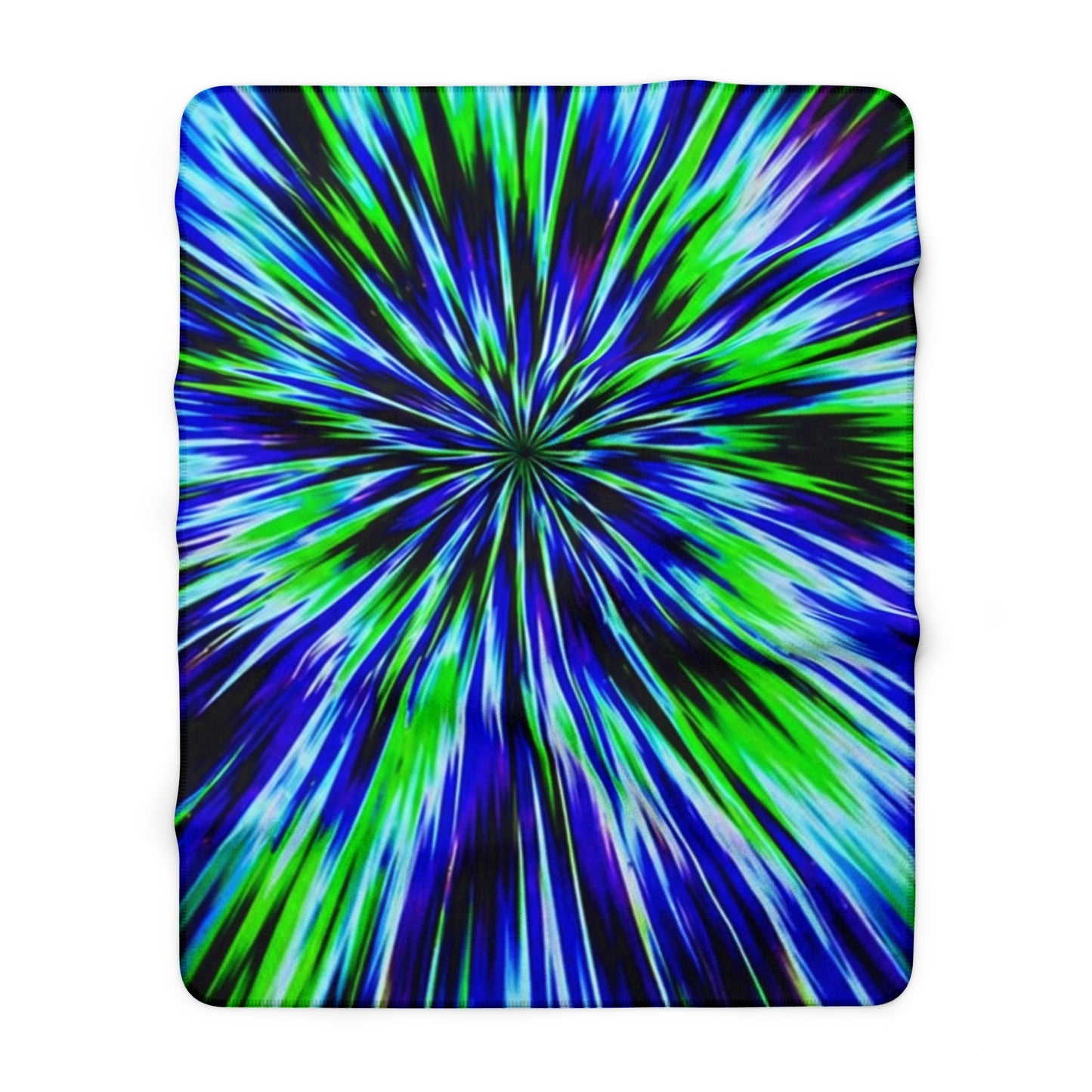 Cosmic Burst Sherpa Blanket — Blue & Green Tie-Dye Fleece Throw