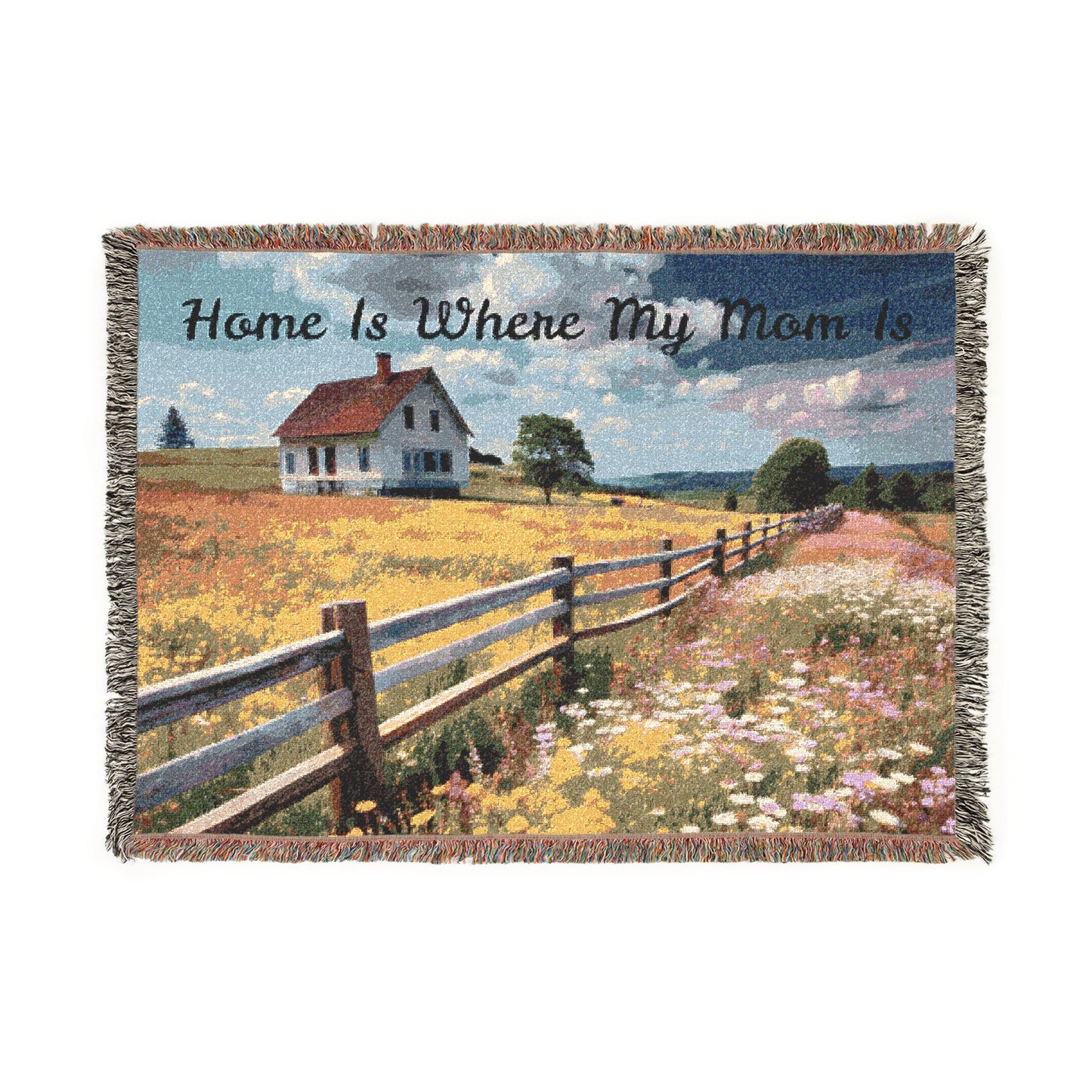 Home is Where my Mom is- Woven Blanket â€“ Heartfelt Floral Tribute Throw for Motherâ€™s Day & Gifts
