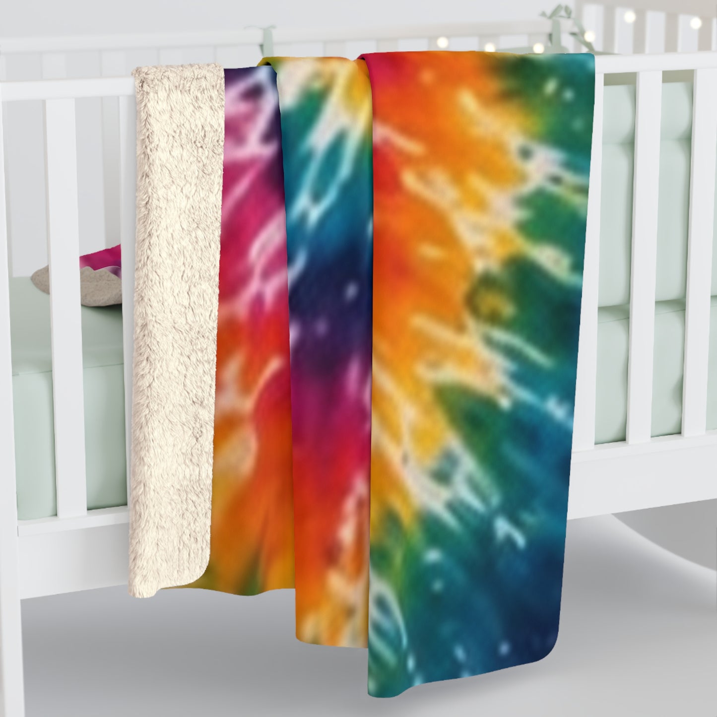 Tie-Dye Spiral Sherpa Blanket — Colorful Cozy Fleece Throw