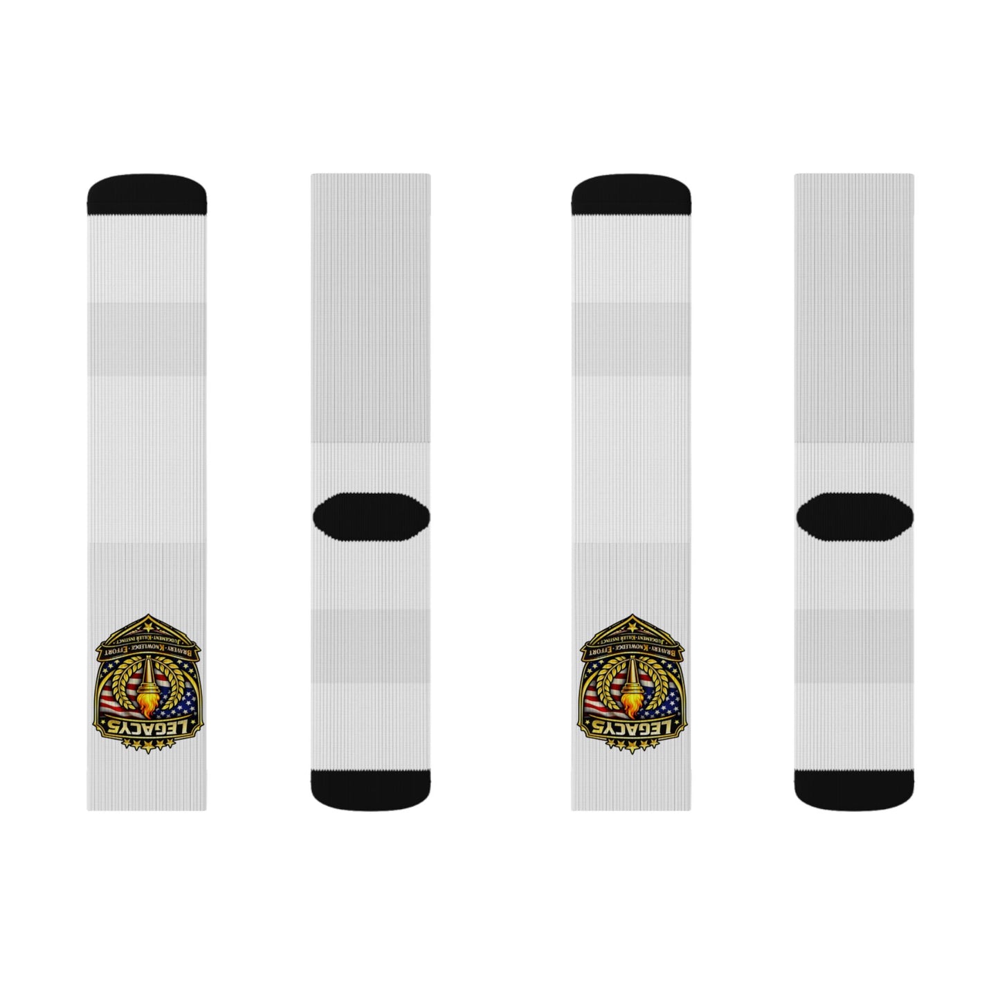 Embroidered Crest Sublimation Socks — Vintage Heraldic Badge Crew Socks