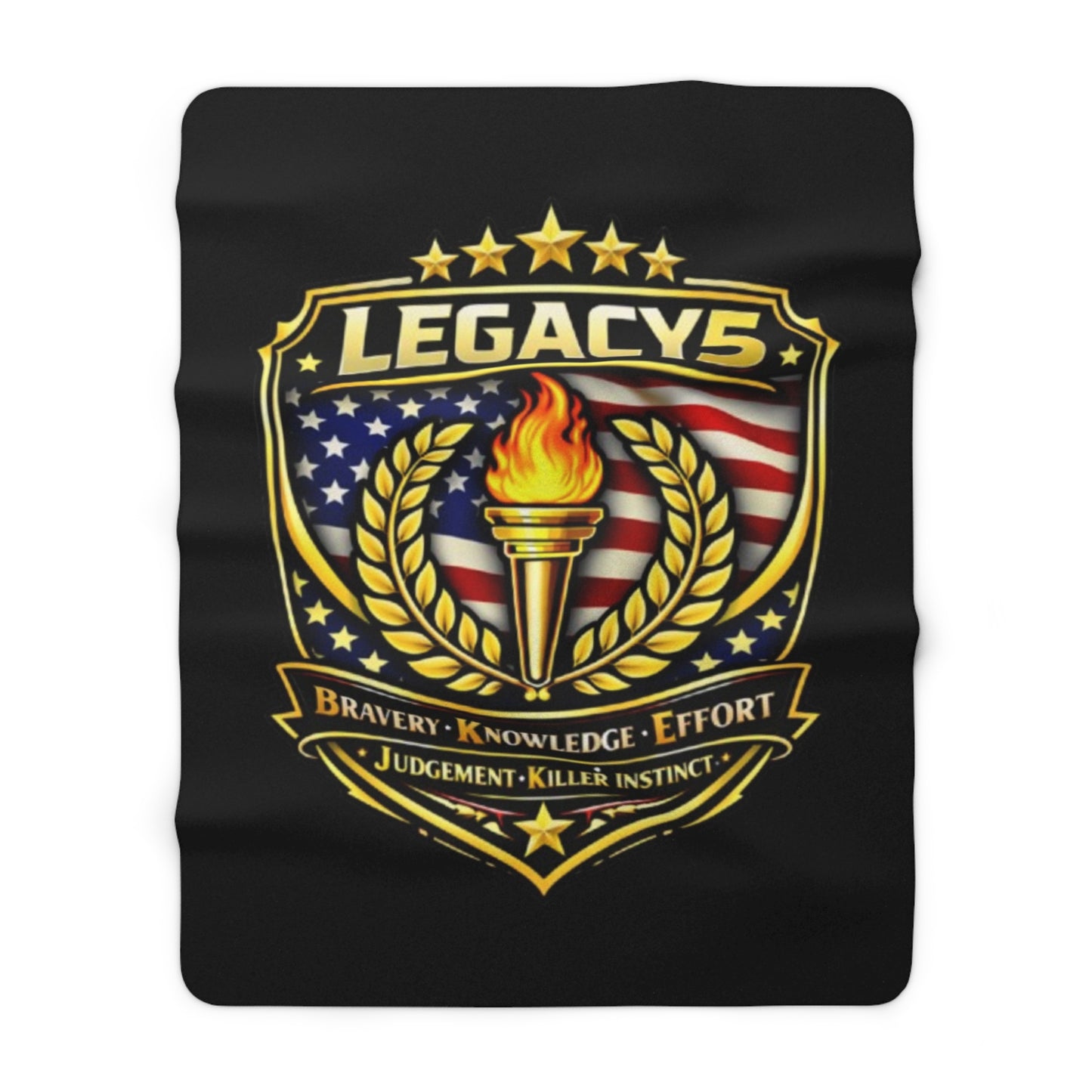 Legacy5 Torch Shield Sherpa Fleece Blanket — Patriotic Military Tribute