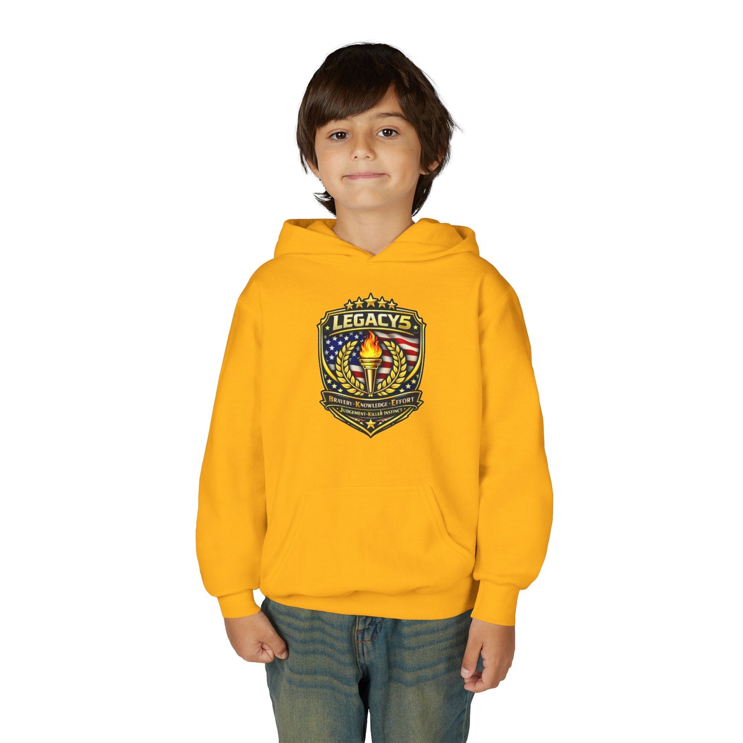 Youth Hoodie â€” "Legacy's" American Flag Torch Emblem