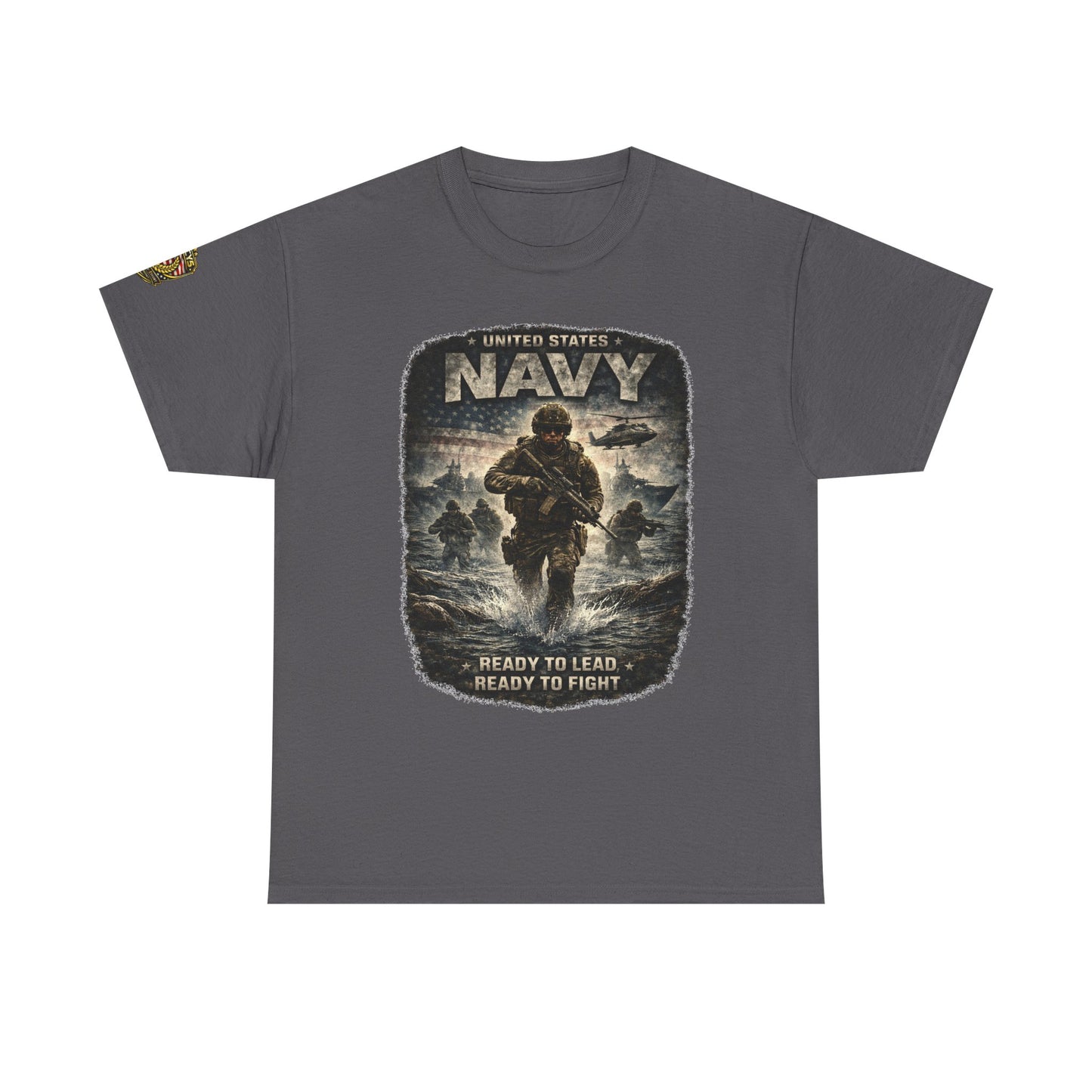 Navy  T-Shirt - "Ready to Learn, Ready to Fight" Military w/ Legacy 5 Brand Crest