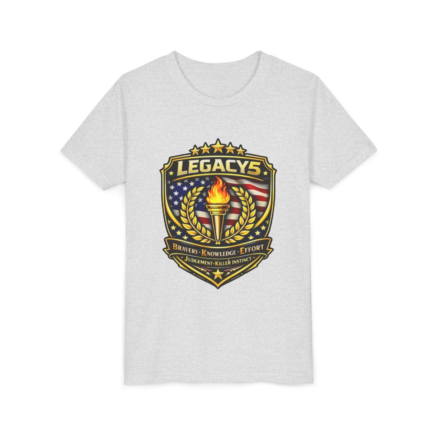 Youth Tee — "Legacys" Patriotic Torch Emblem