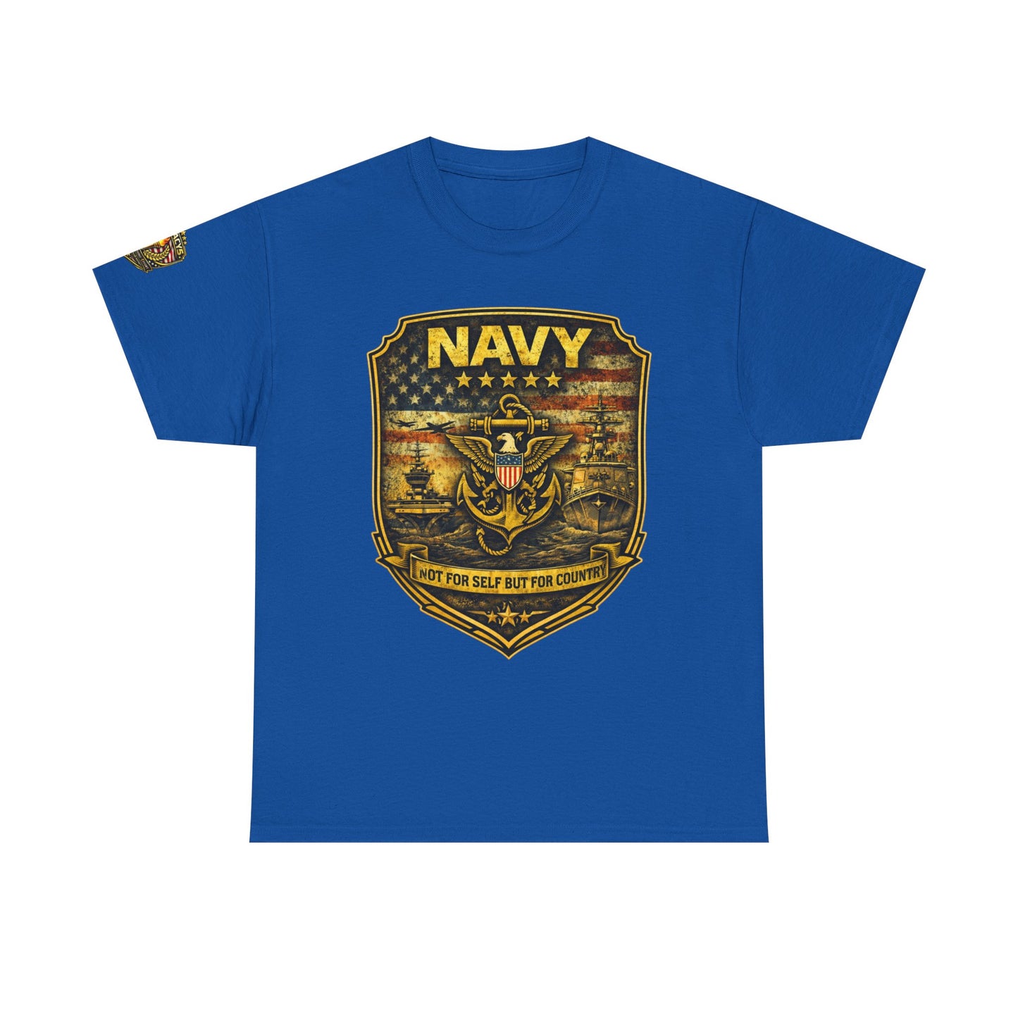 Navy Shield Graphic Tee â€” 'Not For Self But For Country' Patriotic Military w/ Legacy 5 Brand Crest
