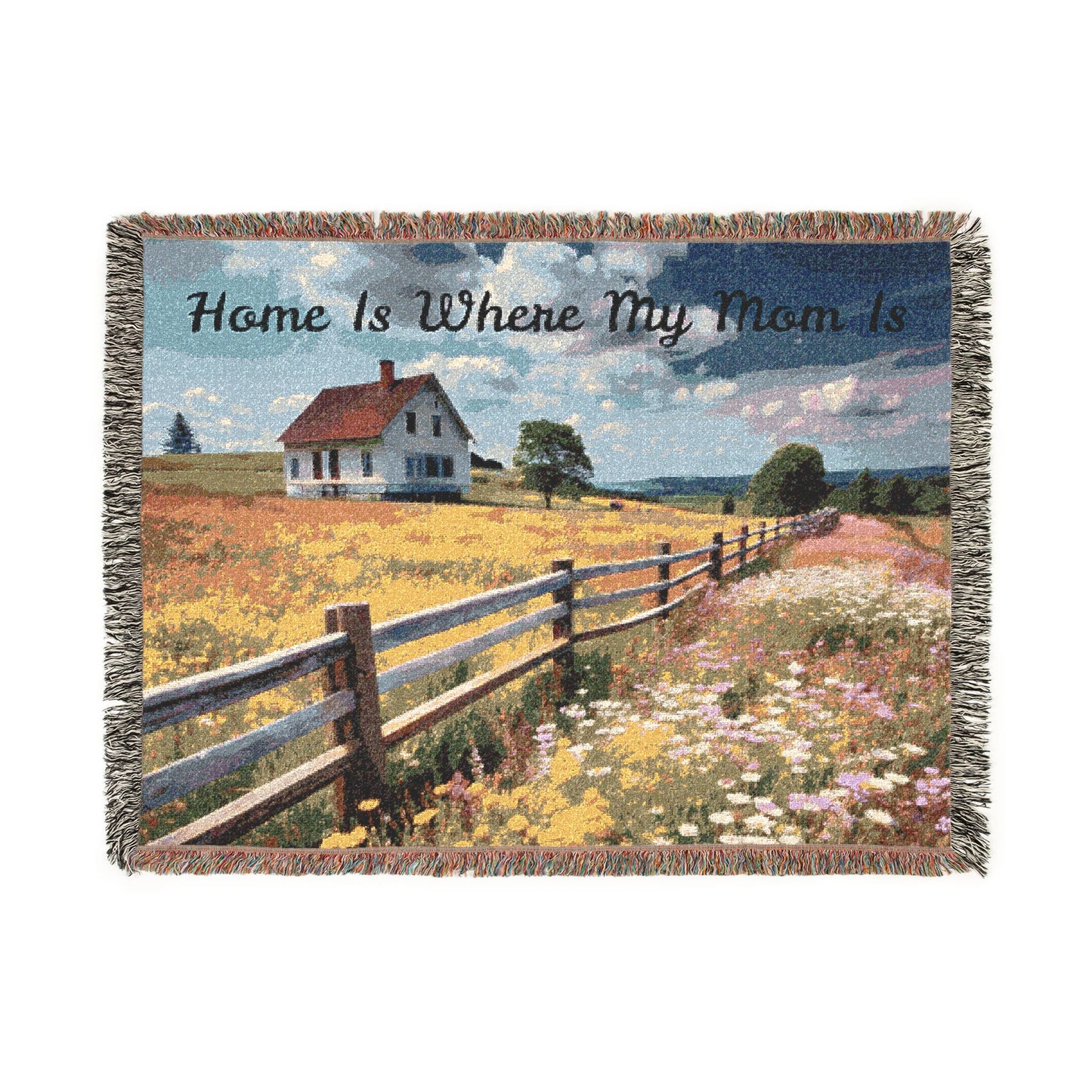 Home is Where my Mom is- Woven Blanket â€“ Heartfelt Floral Tribute Throw for Motherâ€™s Day & Gifts